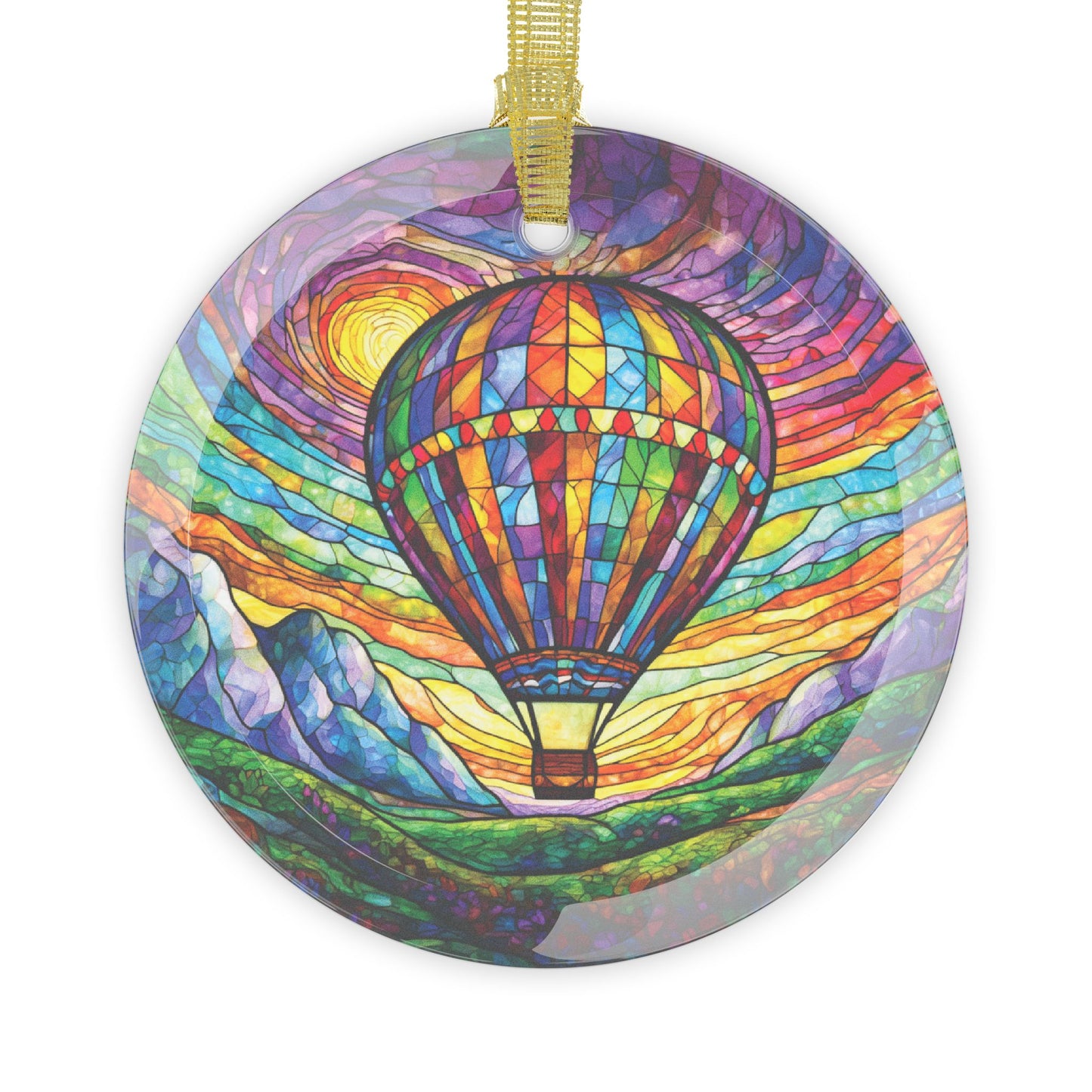 Hot Air Balloon Beveled Glass Light Catcher Glass Ornaments Adventure Christmas Gift