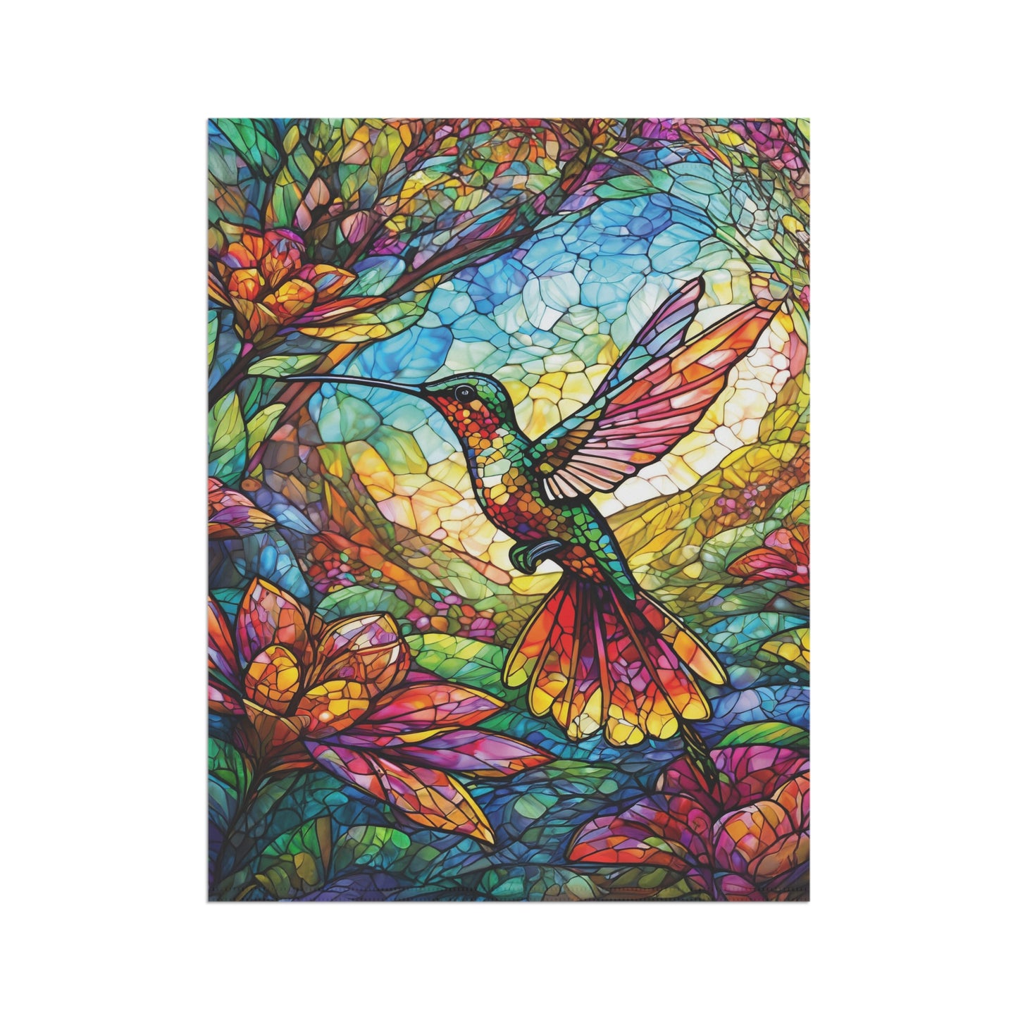 Stained Glass Hummingbird Flag Garden & House Banner
