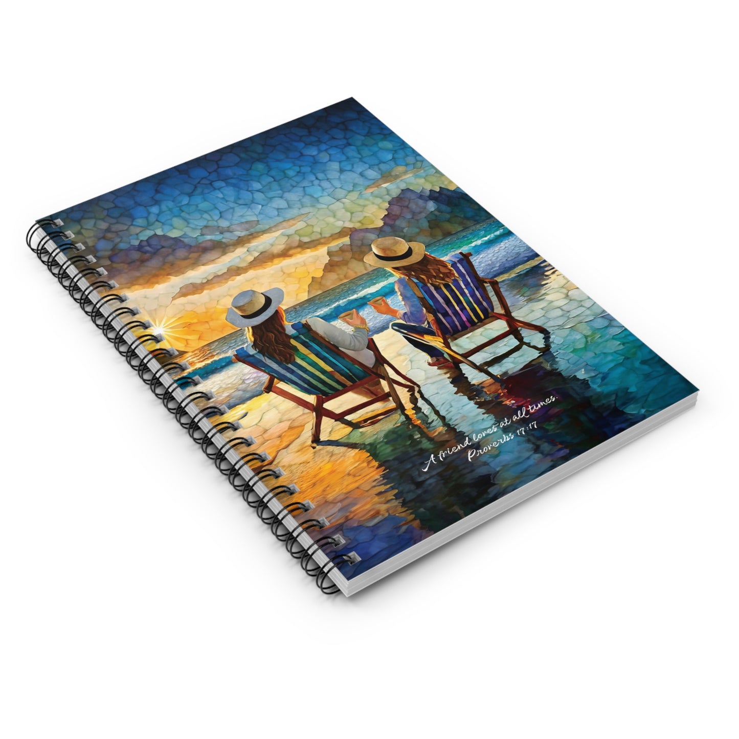 Christian Friendship Spiral Notebook Beach Theme Journal Coffee Sitting on the Beach Inspirational Diary Religious Planner Religious