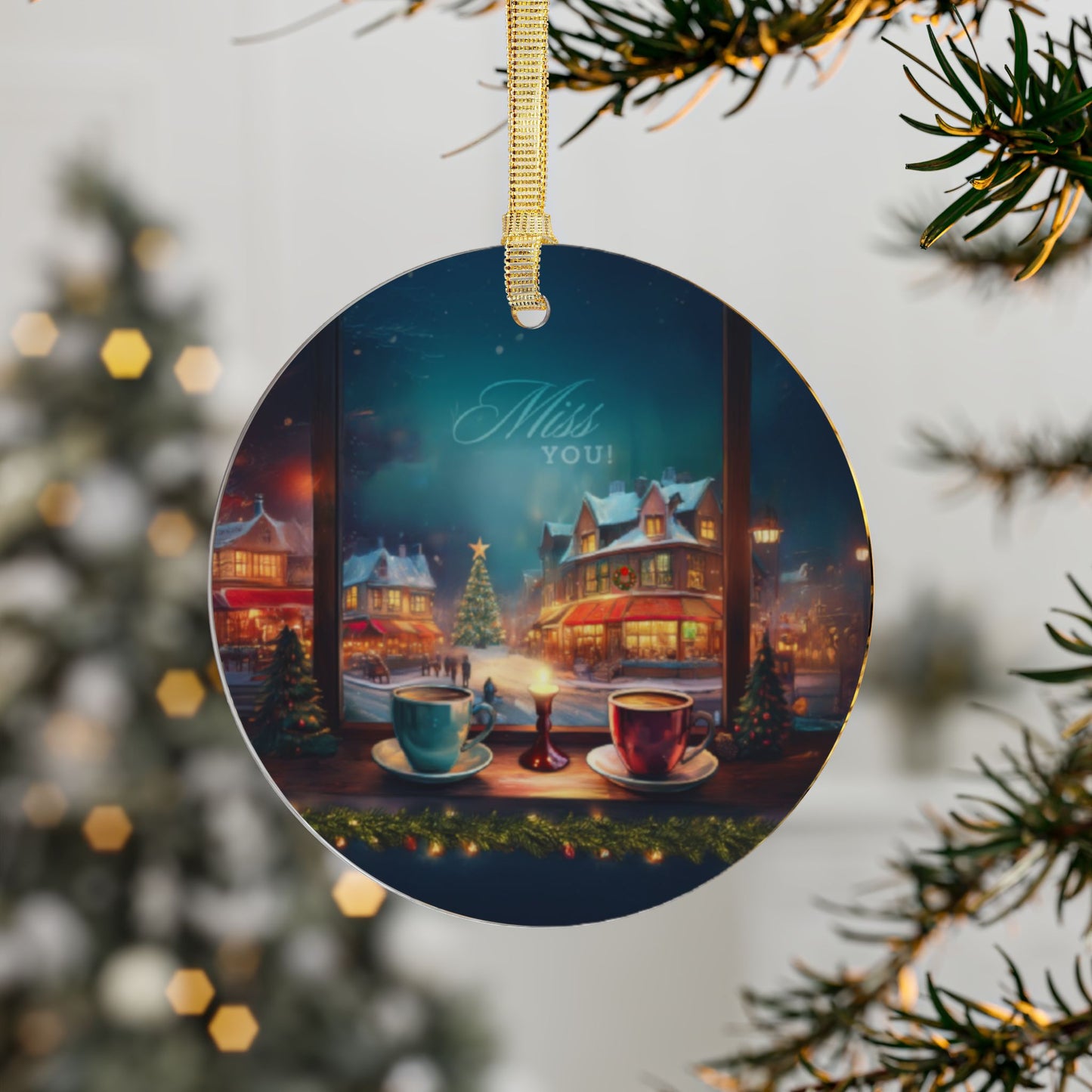 Unique and thoughtful acrylic ornament gift for coffee lovers friends or family members you miss during the holiday season