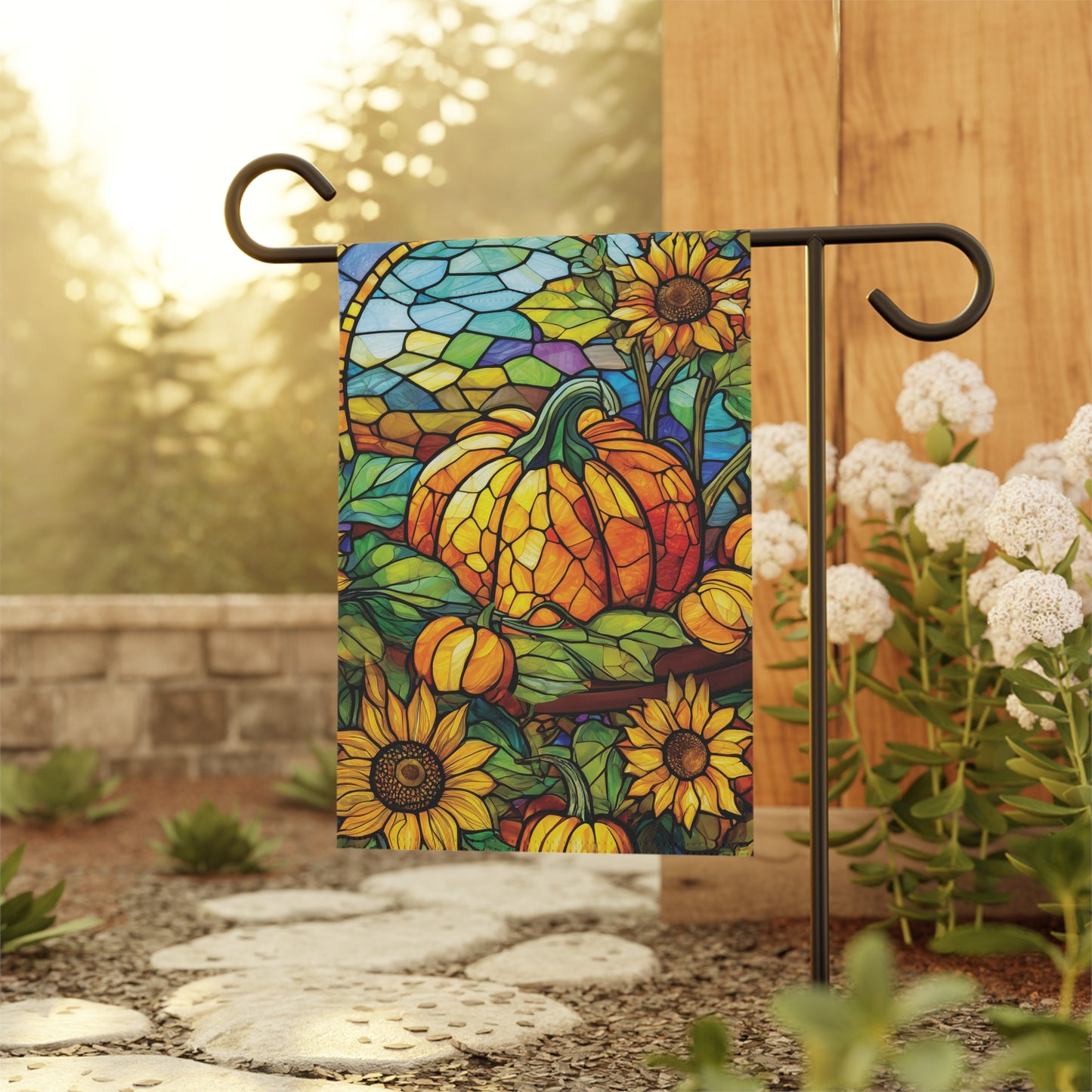 Arrival of Fall Pumpkin Sunflower Flag Garden & House Banner