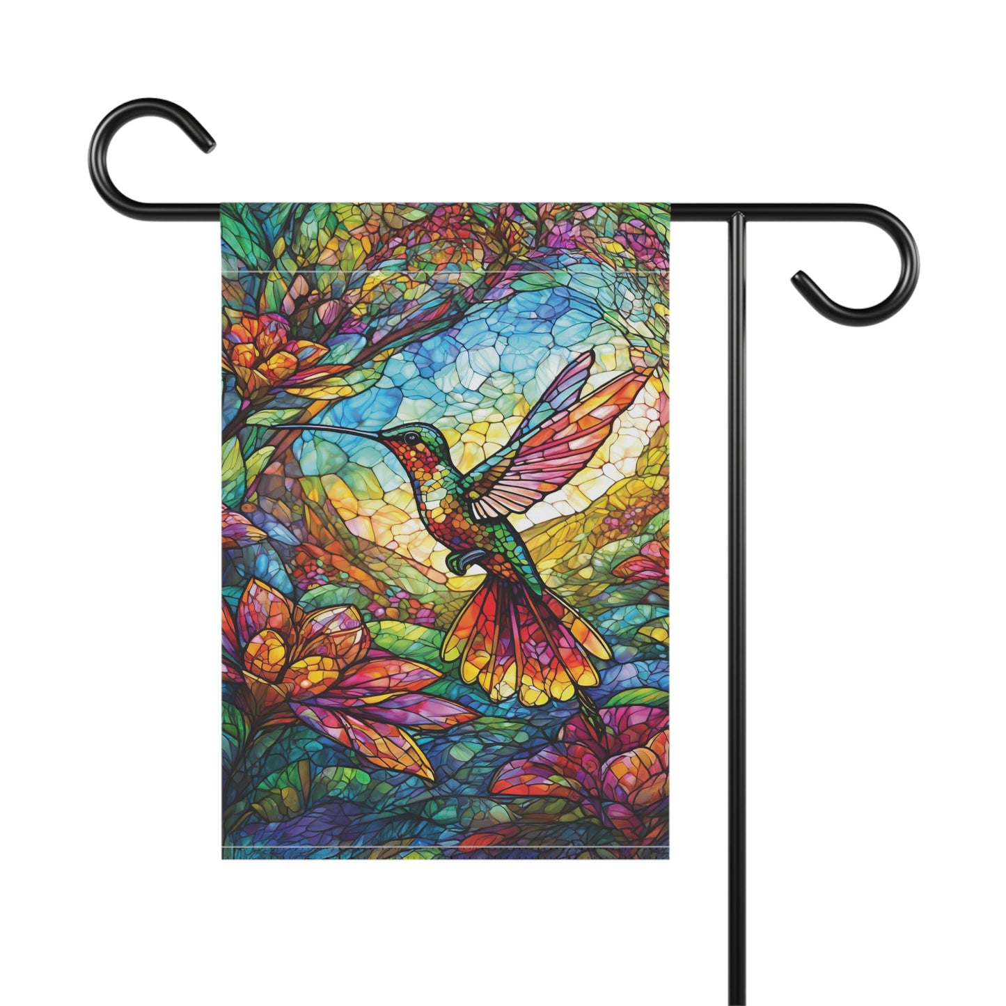 Stained Glass Hummingbird Flag Garden & House Banner