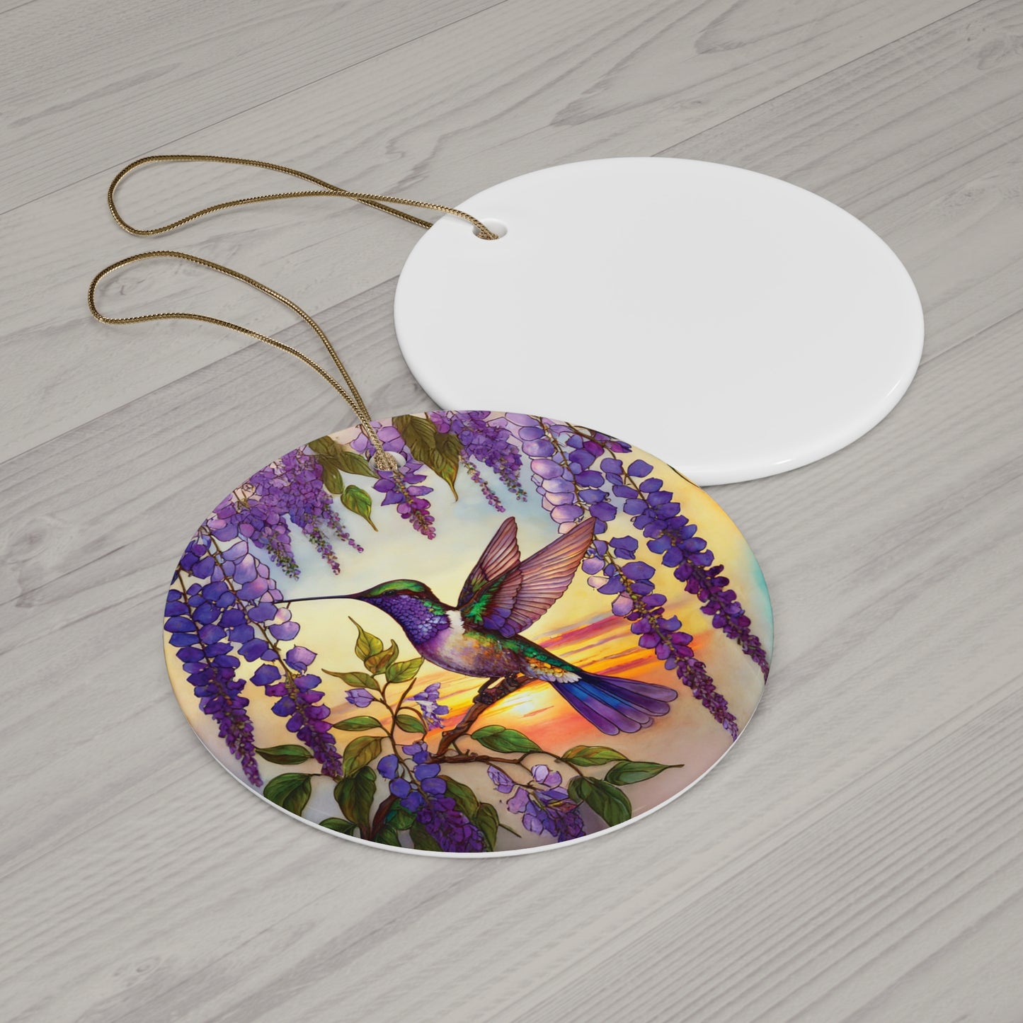 Hummingbird Frenzy Ceramic Ornament, 4 Shapes
