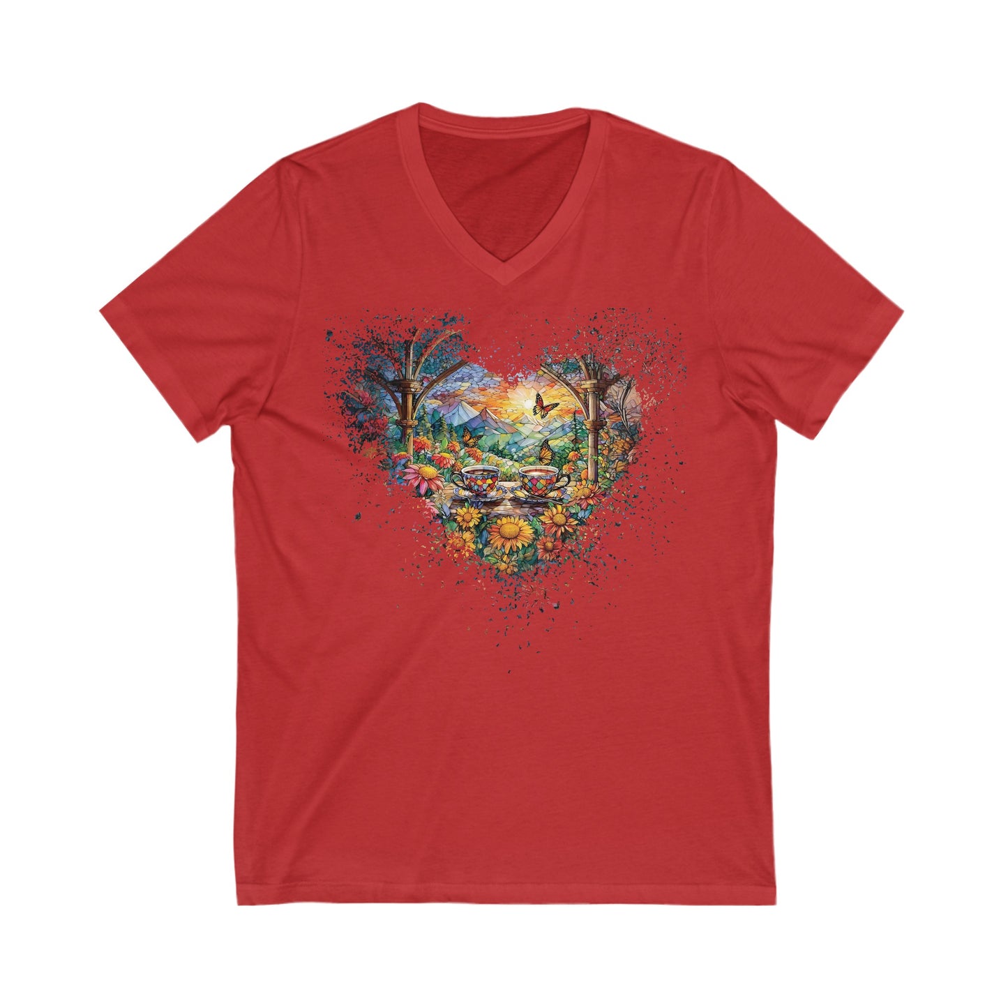 Garden Tea Unisex Jersey Short Sleeve V-Neck Tee