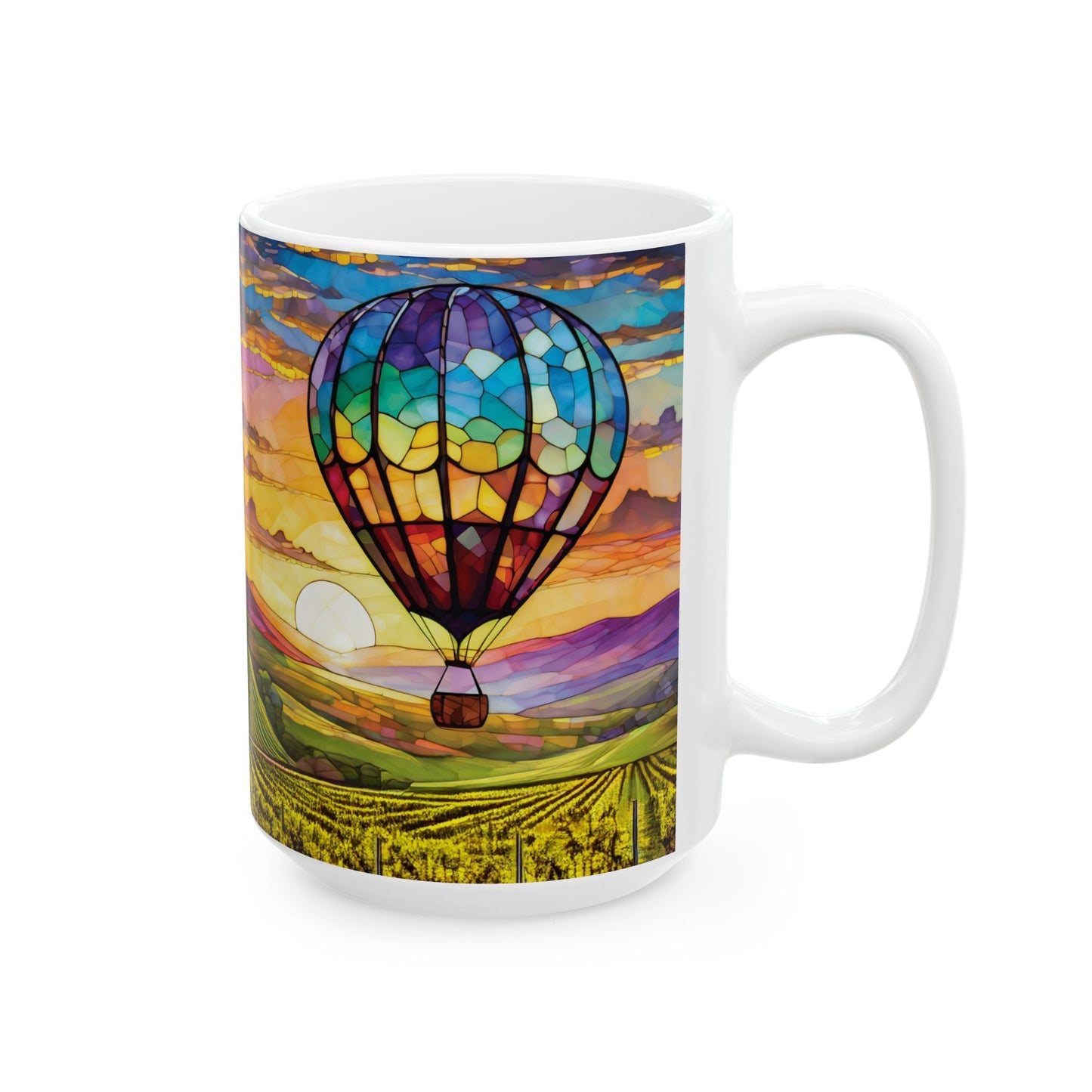 Hot Air Balloon Flying Over Temecula Ceramic Mug, (11oz, 15oz)