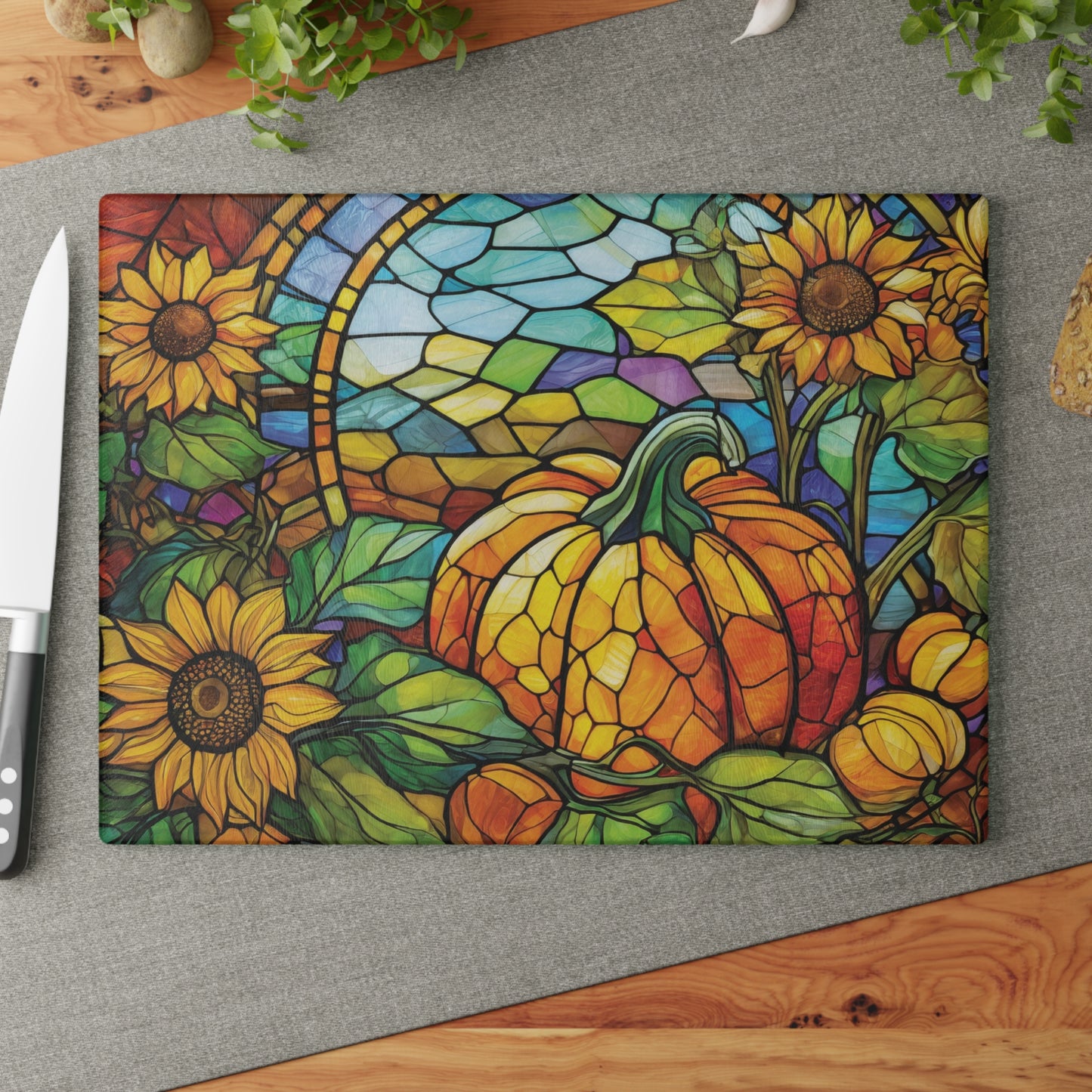 Arrival of Fall Glass Cutting Board