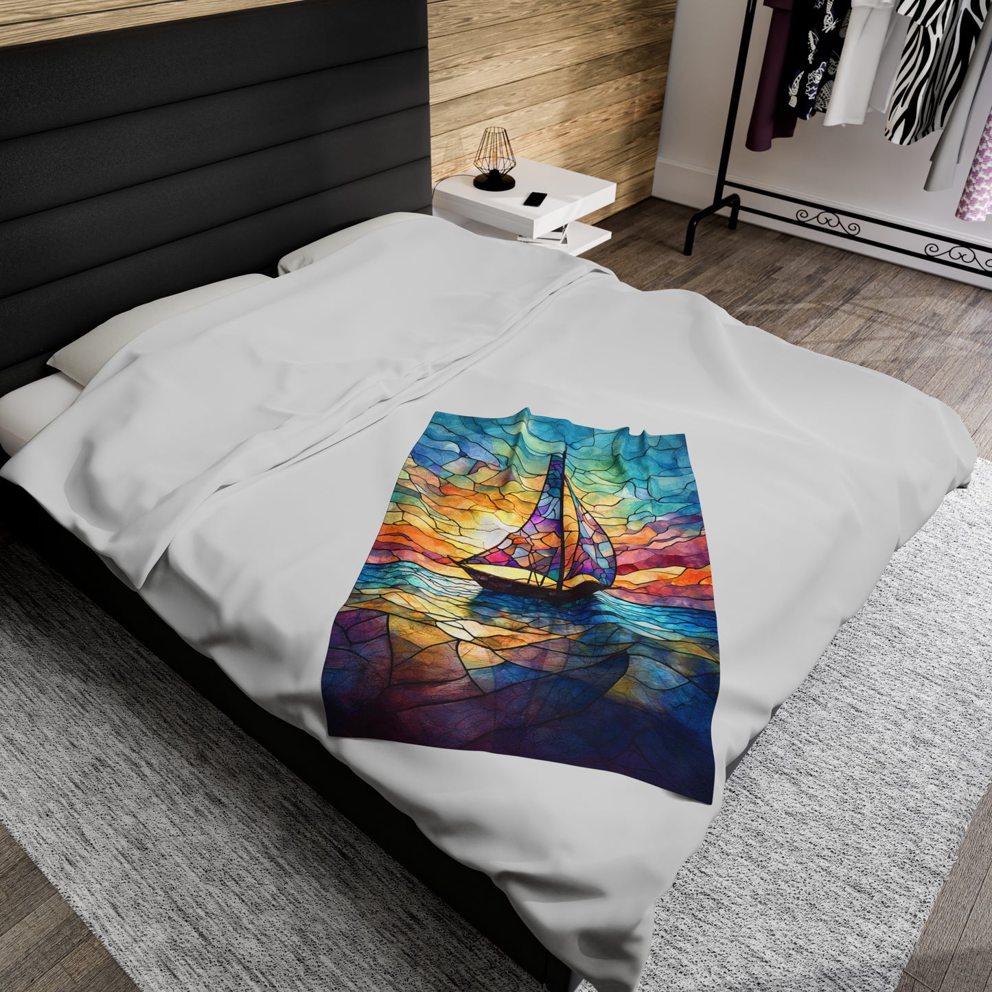Soft Sailboat Ocean Inspired Throw Blanket Warm Soft Sailboat Themed Blanket Gift for Beach Lovers Sailing Velveteen Plush Blanket