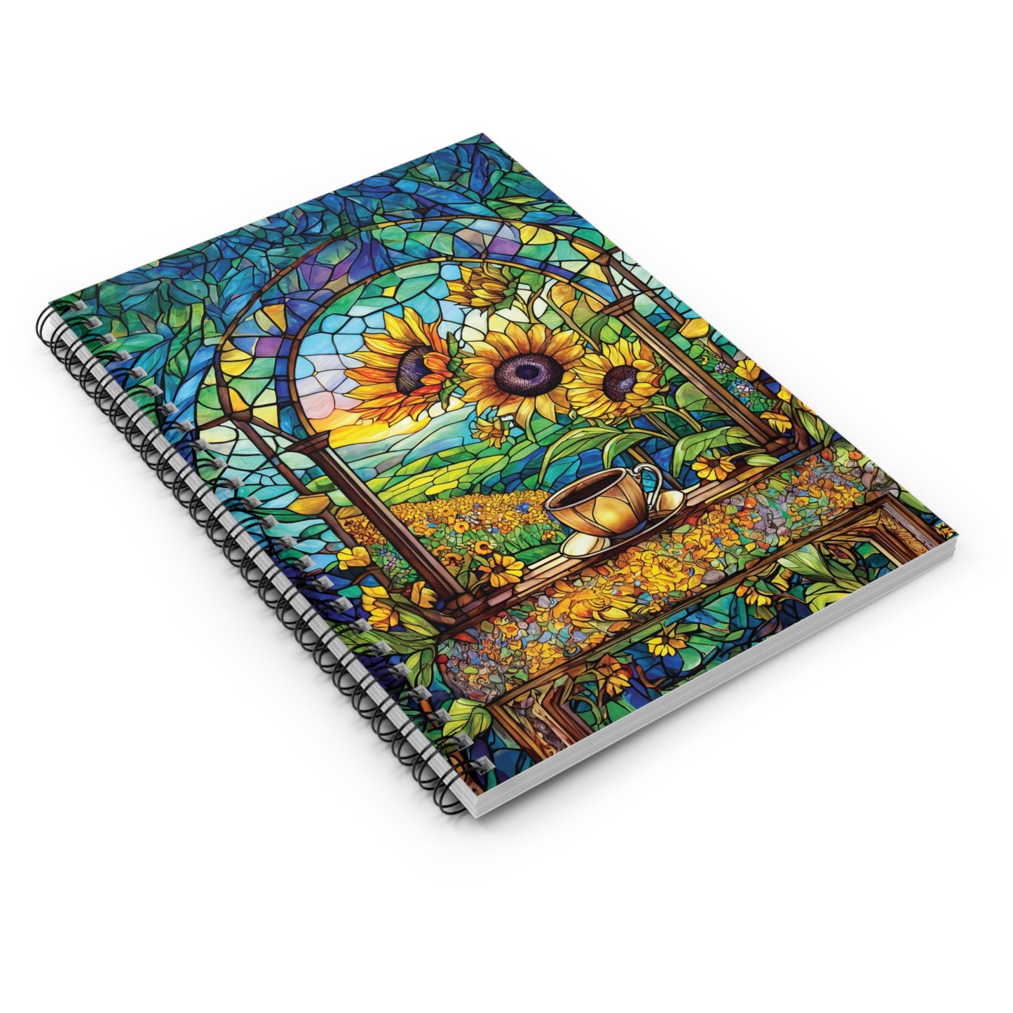 Swedish Sunflower Spiral Notebook Gift for Friend Coffee Sunflower Journal Prayer Journal Gift for Book Lover Gift for Gardener