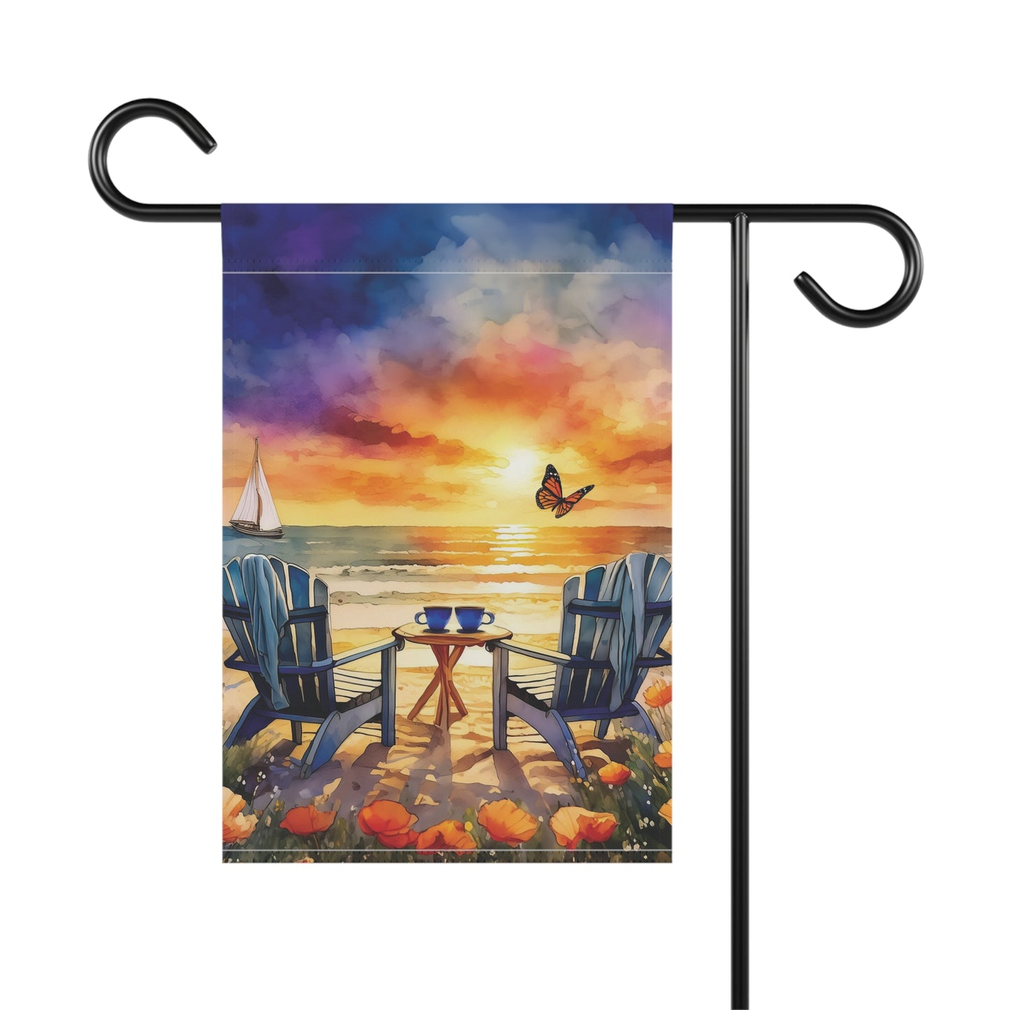 Beach Time Sunset Flag Garden & House Banner
