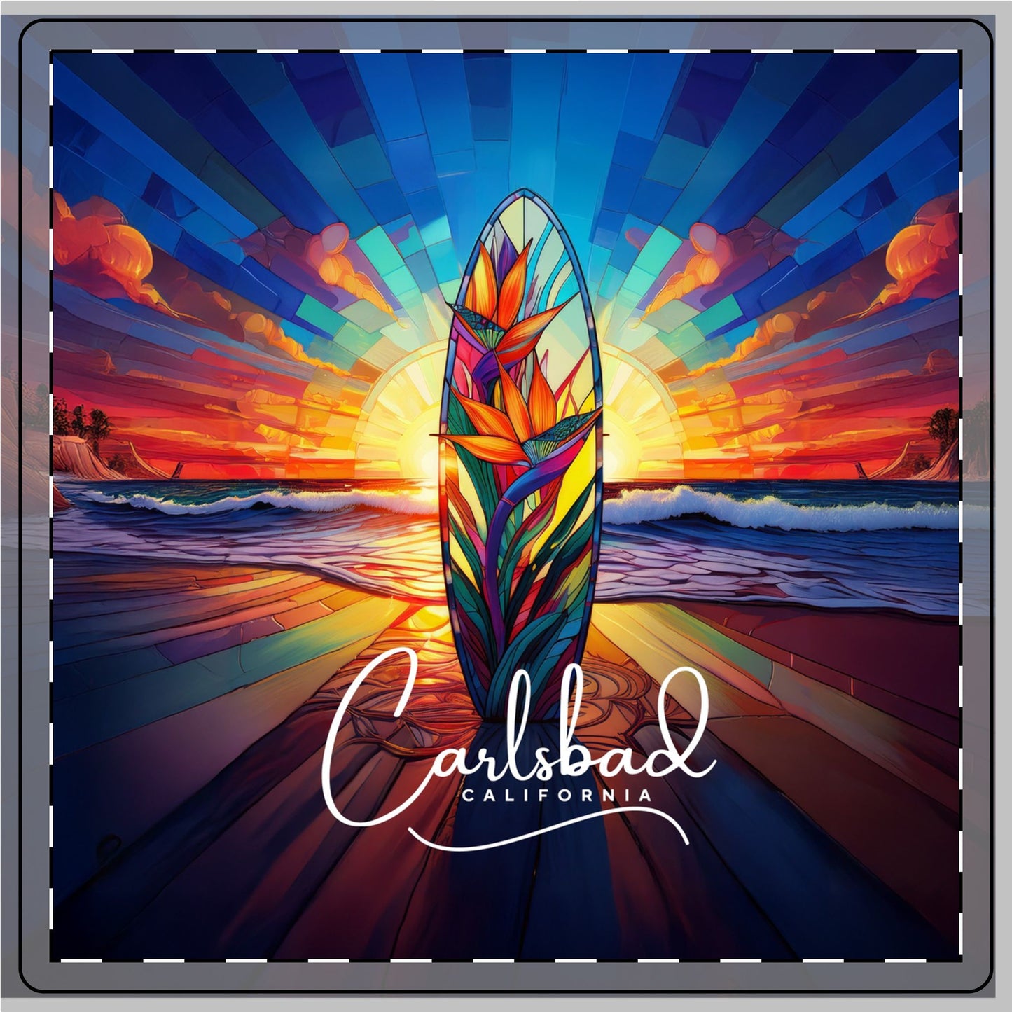 Carlsbad Evening Sunset Ceramic Coaster