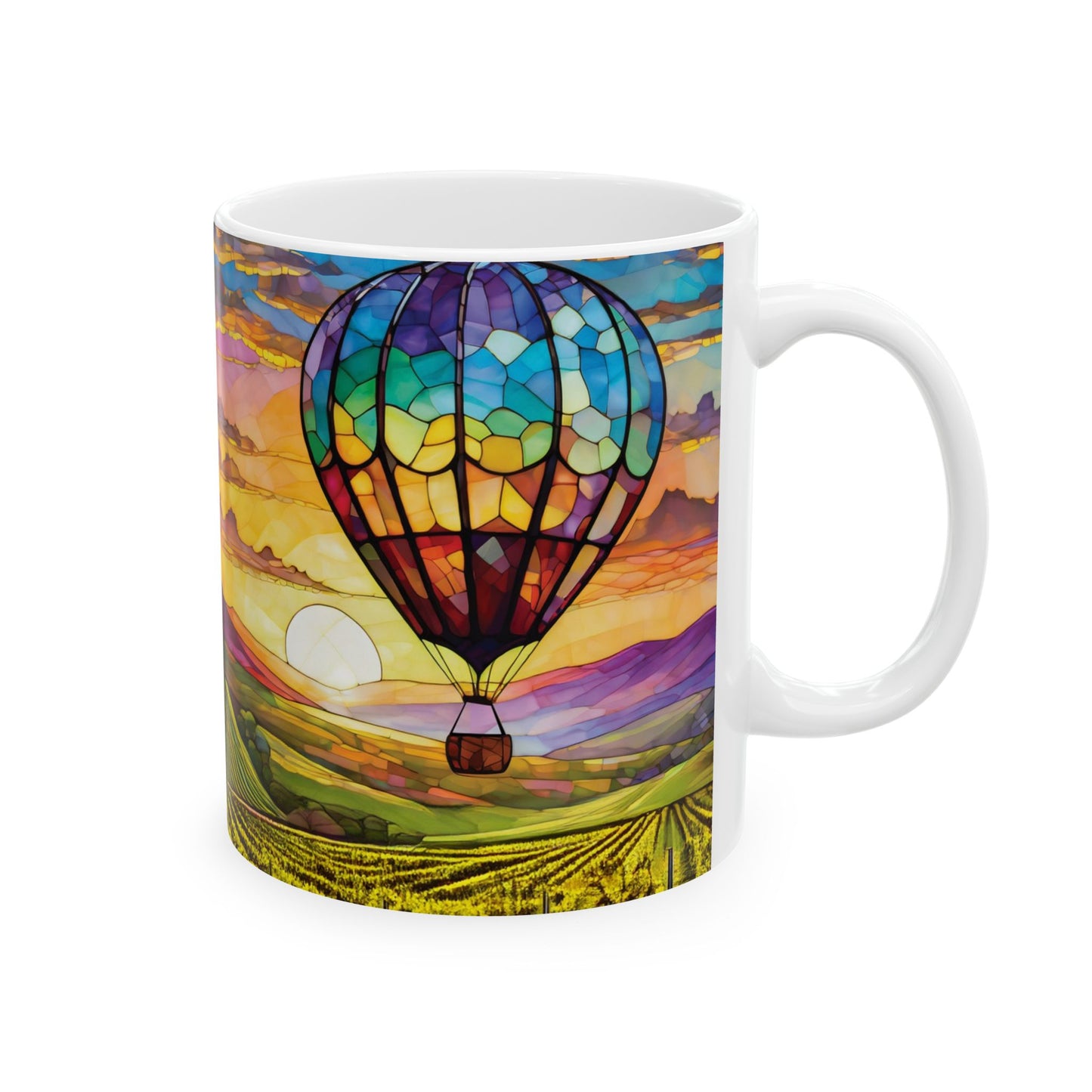 Hot Air Balloon Flying Over Temecula Ceramic Mug, (11oz, 15oz)