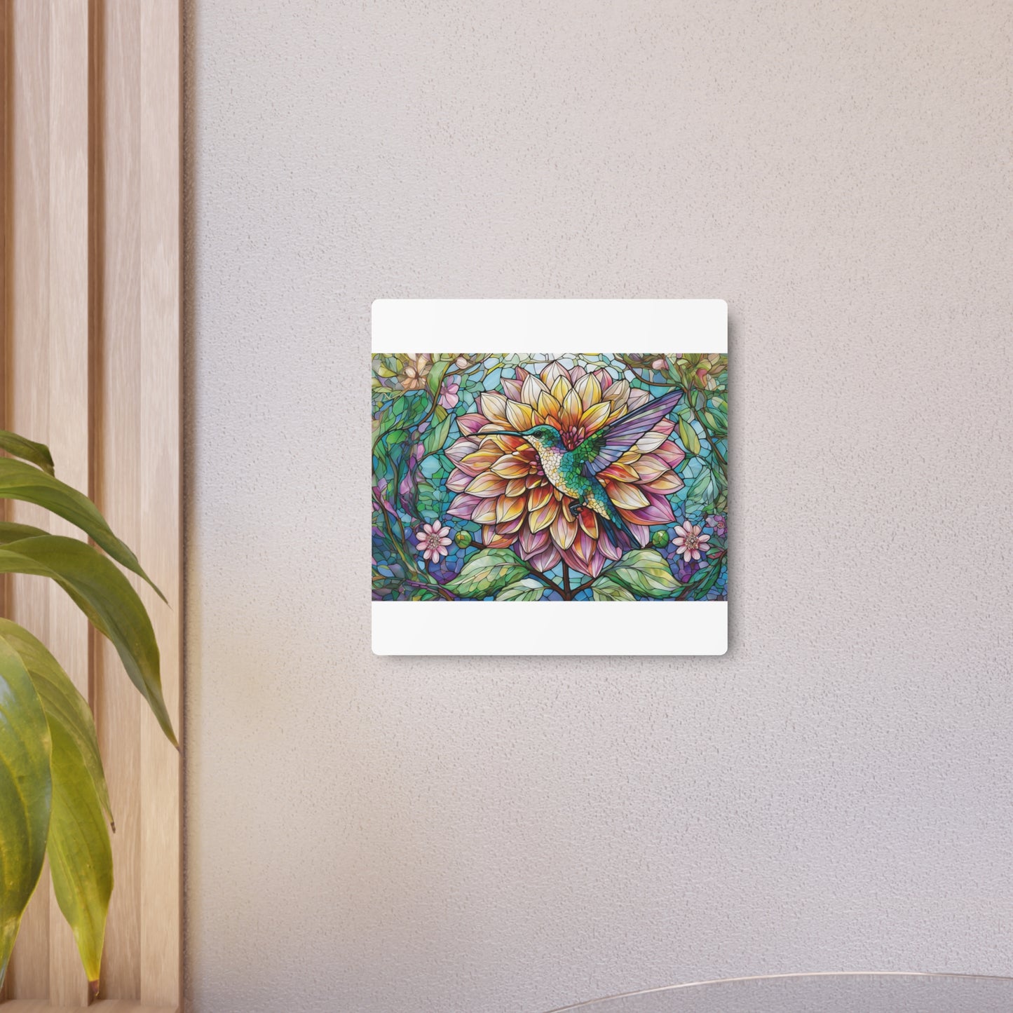 Dahlia Hummingbird Garden Metal Art Sign