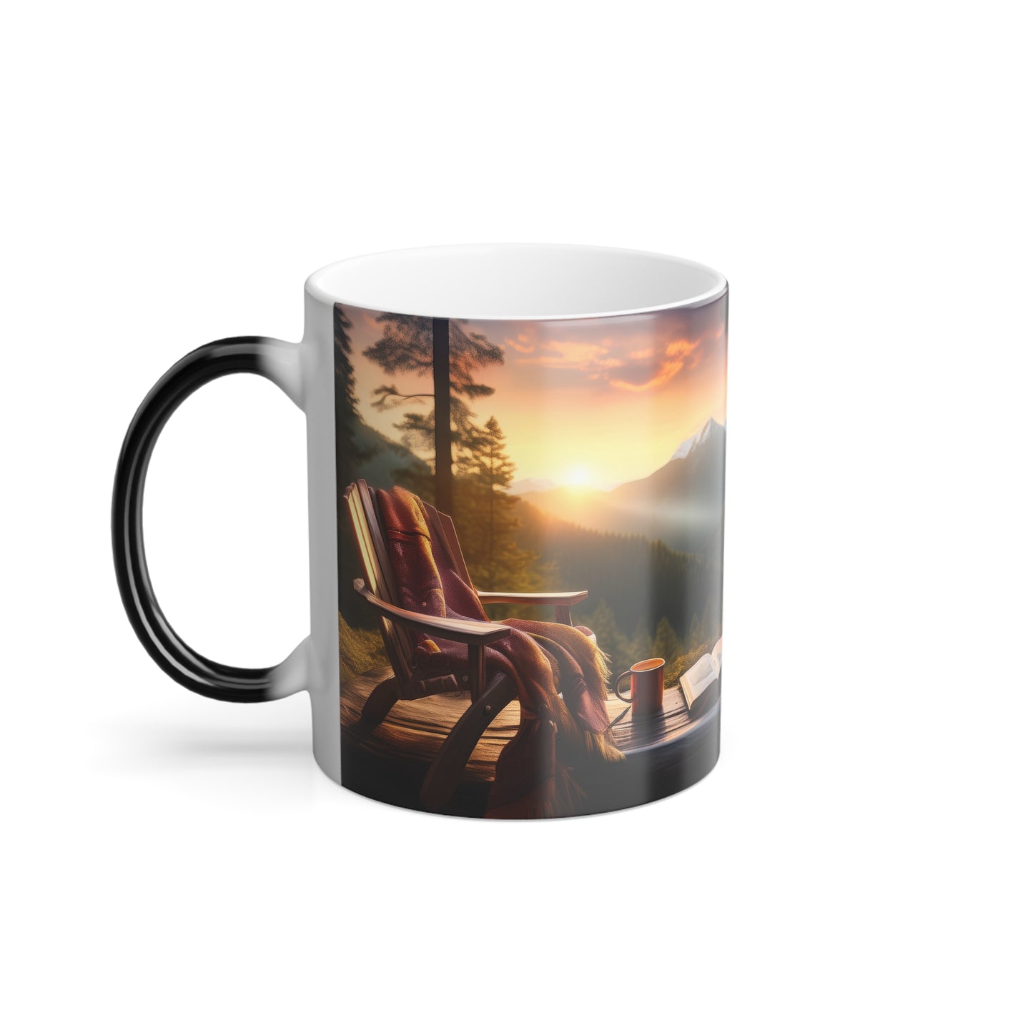 Color Morphing Mug Cozy Adirondack Chair Fall Mountain Sunset Coffee Mug Friendship Autumn Gift