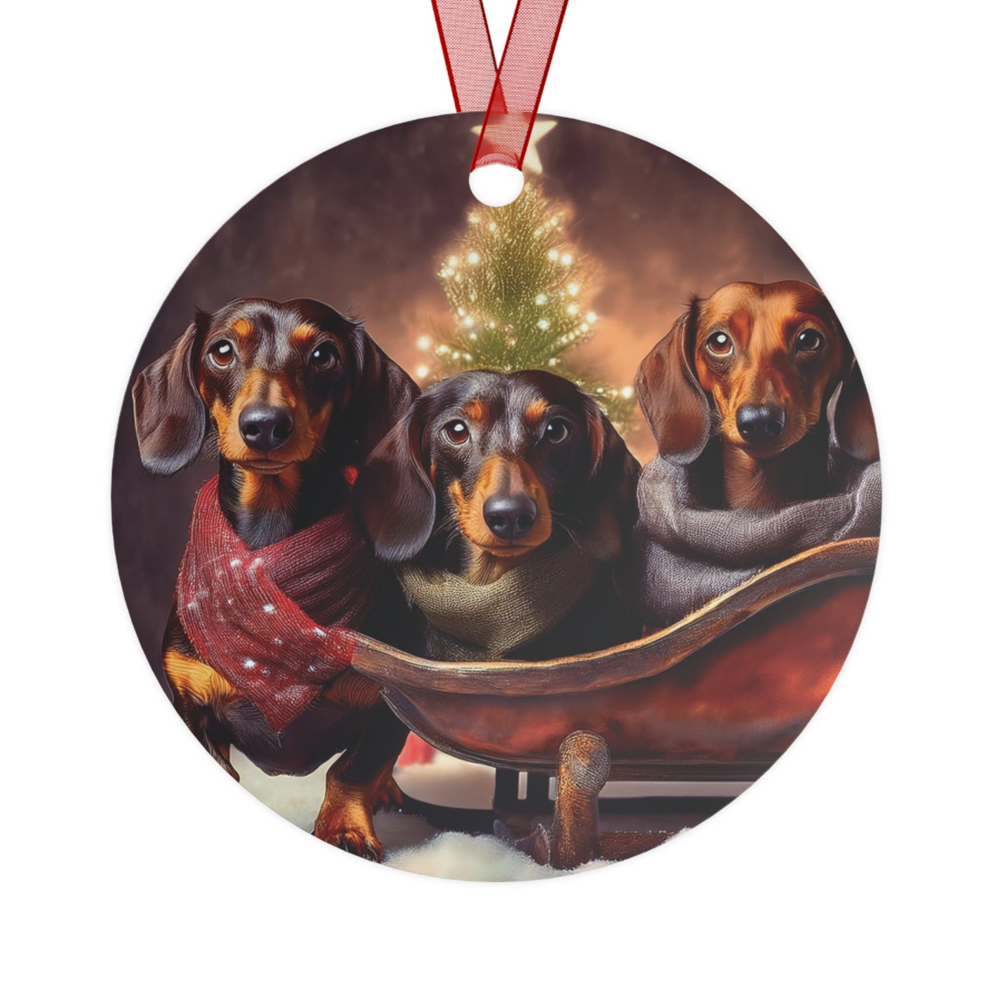 Doxie Christmas Metal Ornaments