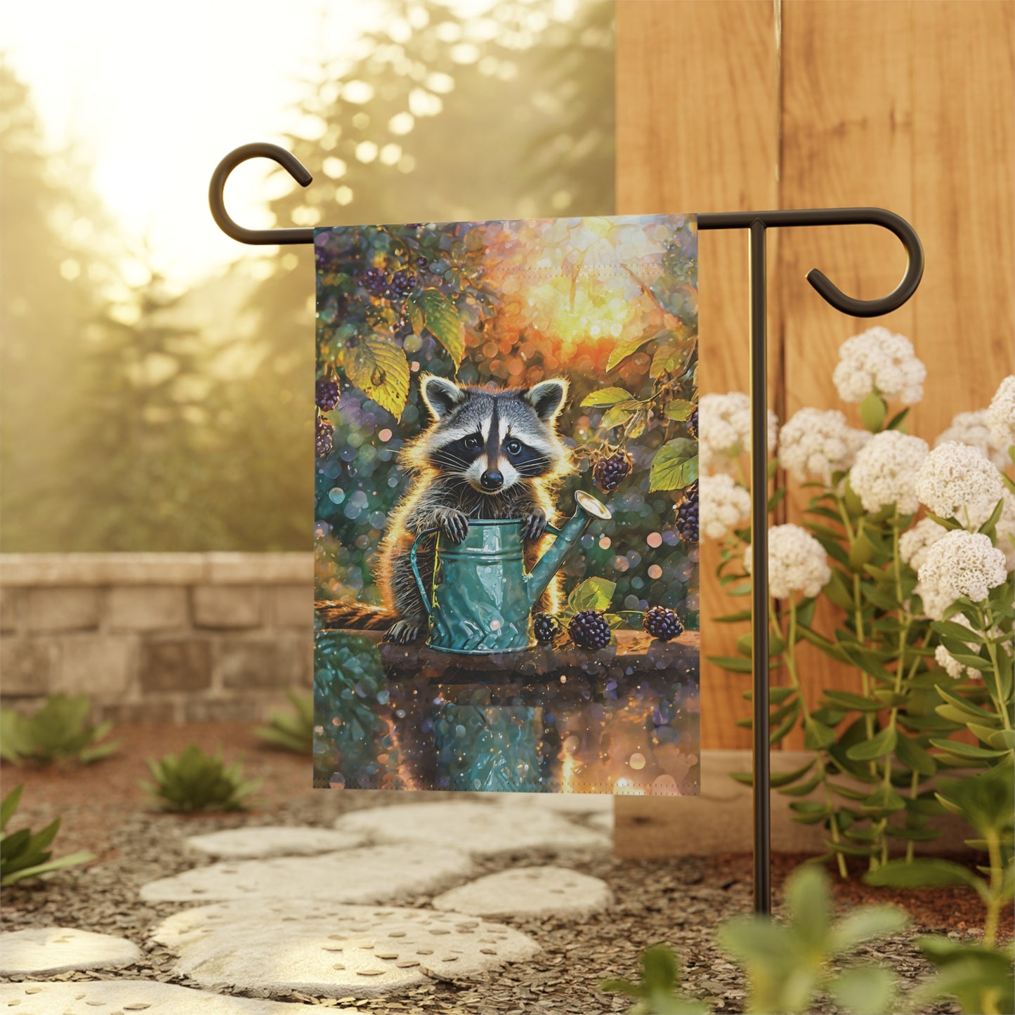 Raccoon Berry Time Flag Garden & House Banner