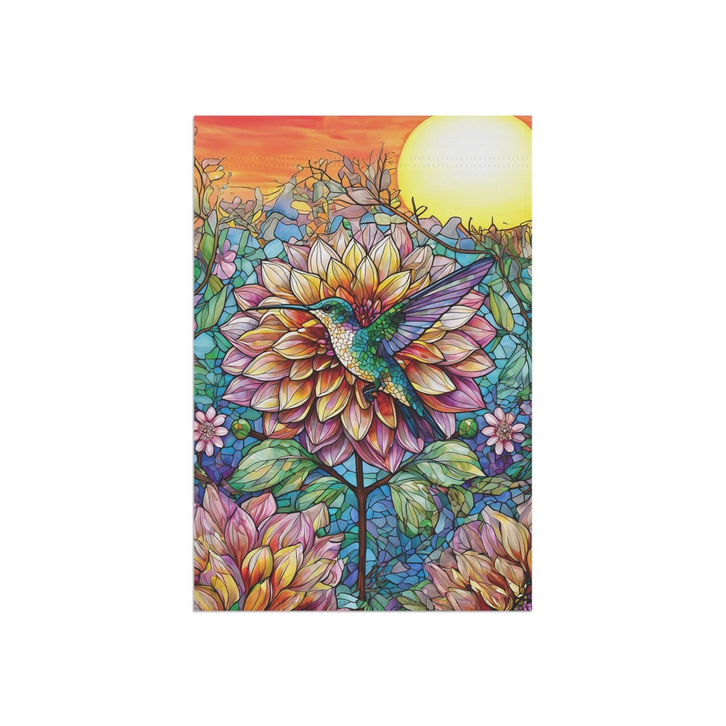 Dahlia Hummingbird Flag Garden & House Banner