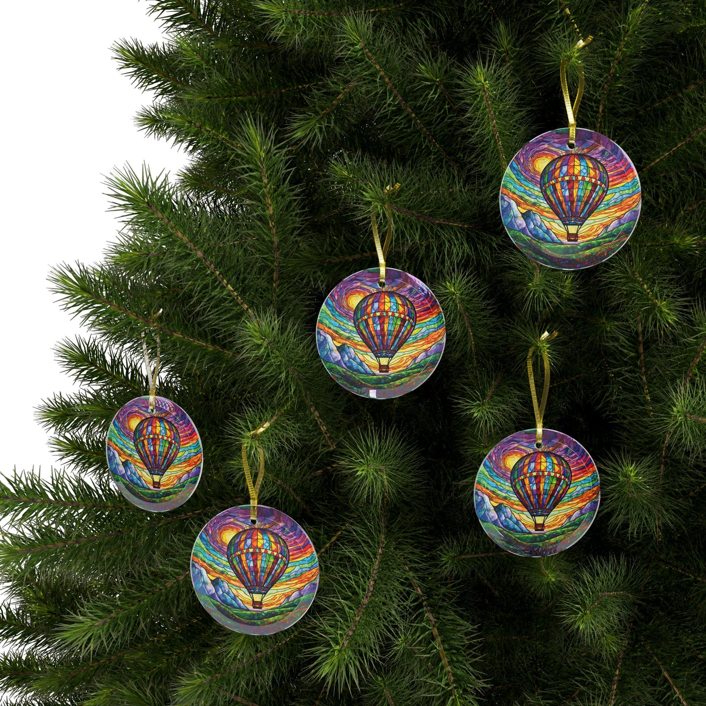 Hot Air Balloon Beveled Glass Light Catcher Glass Ornaments Adventure Christmas Gift