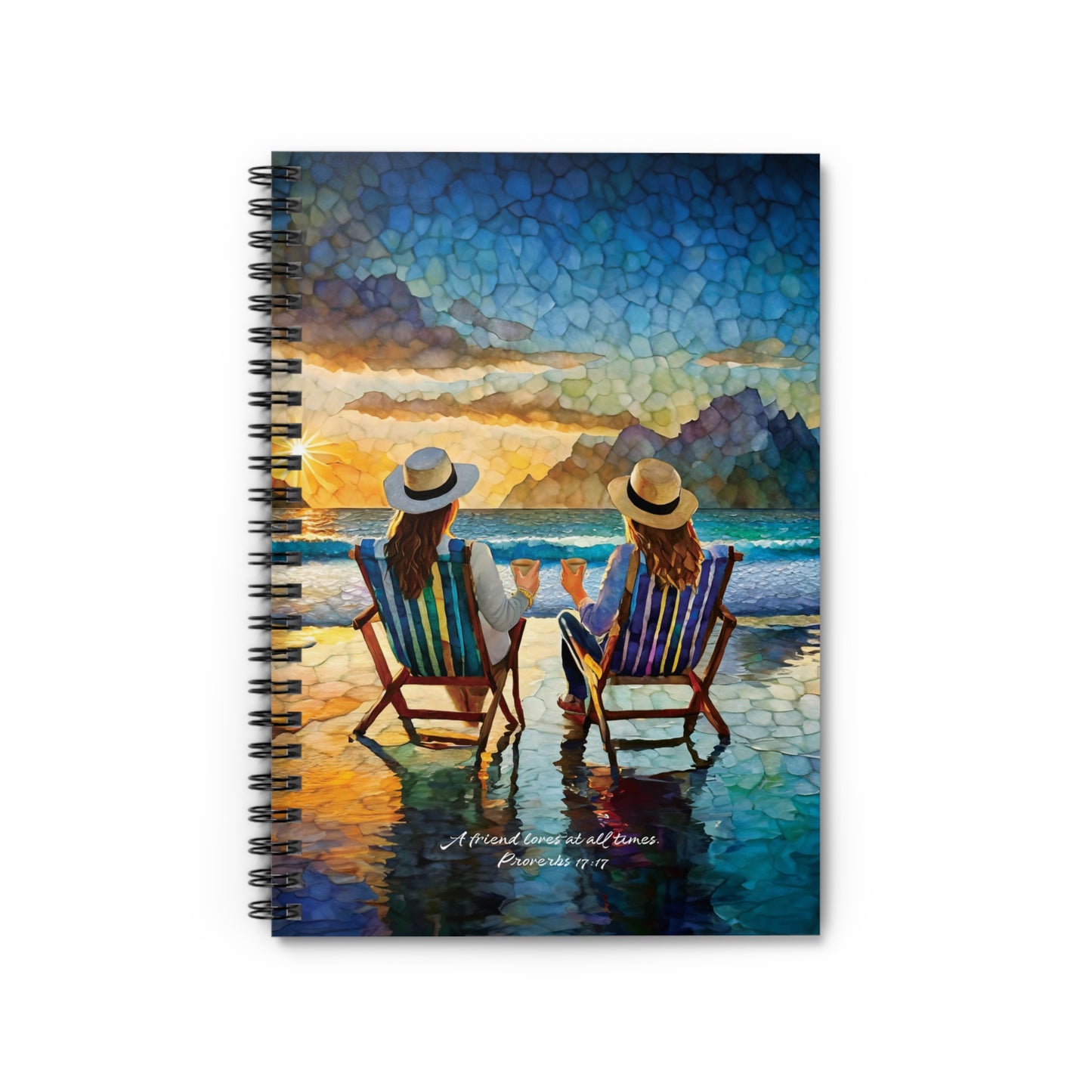 Christian Friendship Spiral Notebook Beach Theme Journal Coffee Sitting on the Beach Inspirational Diary Religious Planner Religious