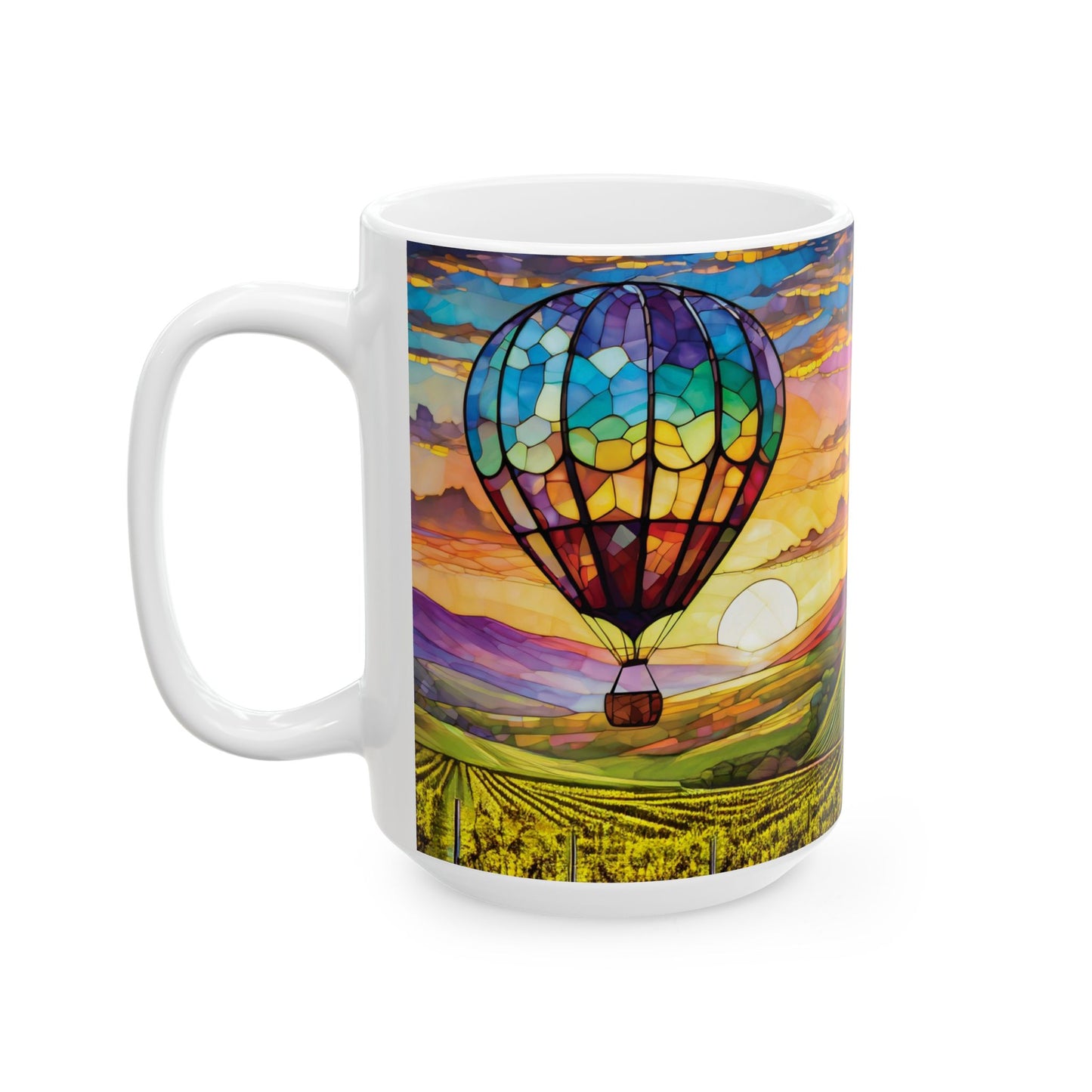 Hot Air Balloon Flying Over Temecula Ceramic Mug, (11oz, 15oz)