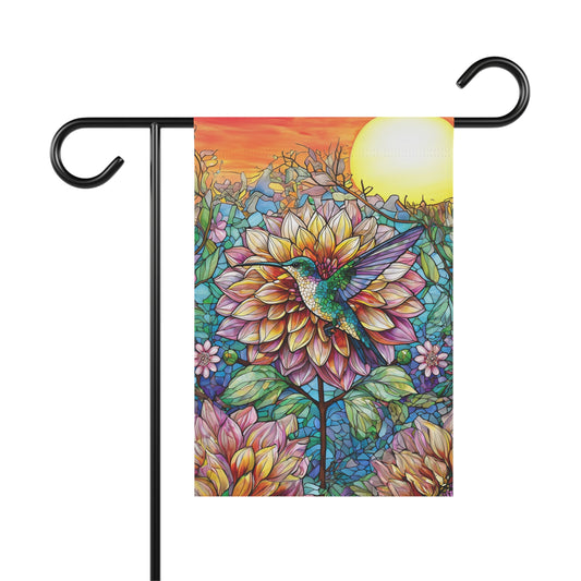 Dahlia Hummingbird Flag Garden & House Banner