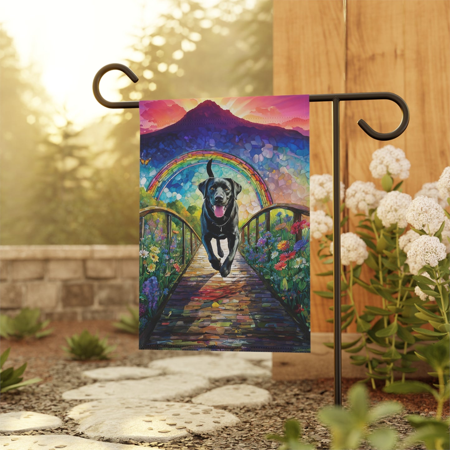Black Lab Rainbow Flag Garden & House Banner