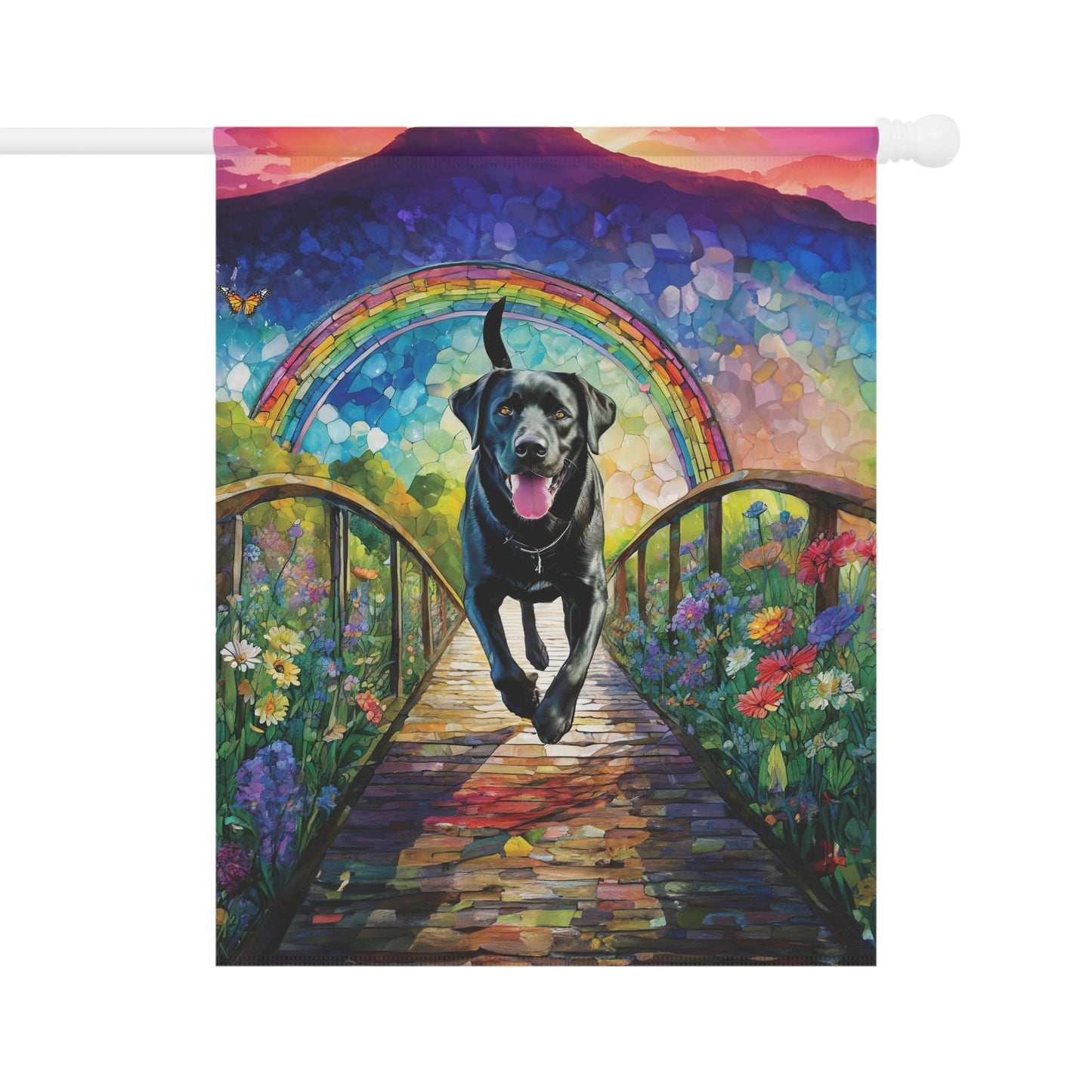 Black Lab Rainbow Flag Garden & House Banner