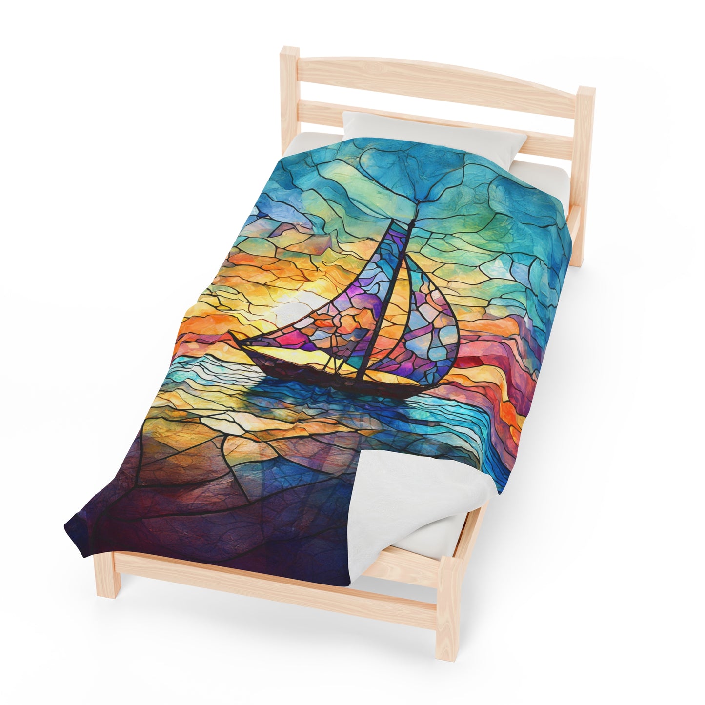 Soft Sailboat Ocean Inspired Throw Blanket Warm Soft Sailboat Themed Blanket Gift for Beach Lovers Sailing Velveteen Plush Blanket