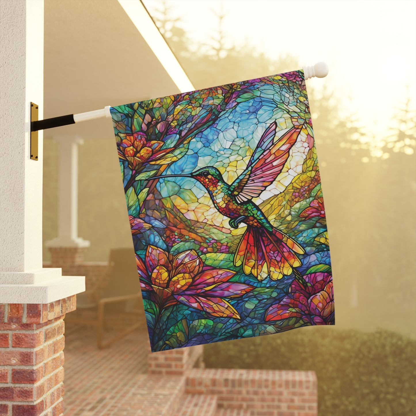 Stained Glass Hummingbird Flag Garden & House Banner