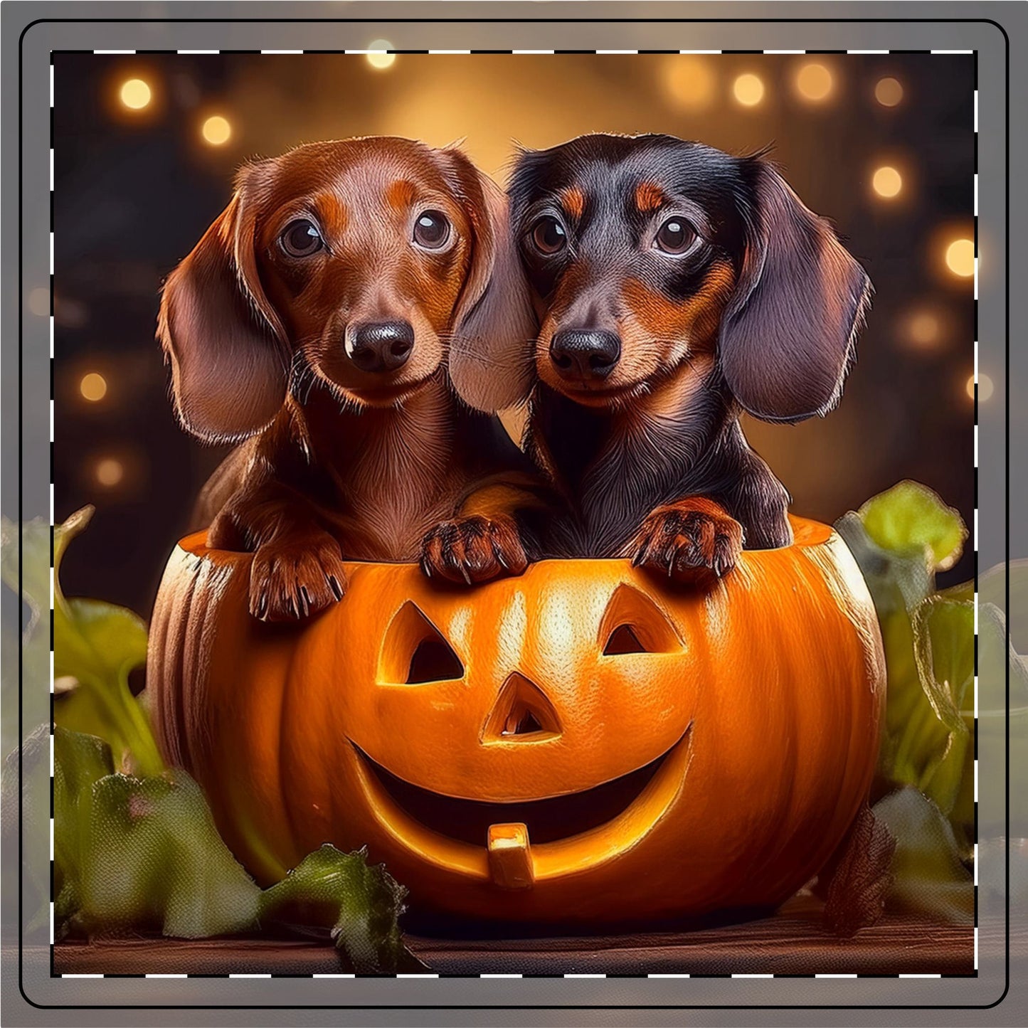 Doxie Trick or Treat Christmas Ceramic Coaster