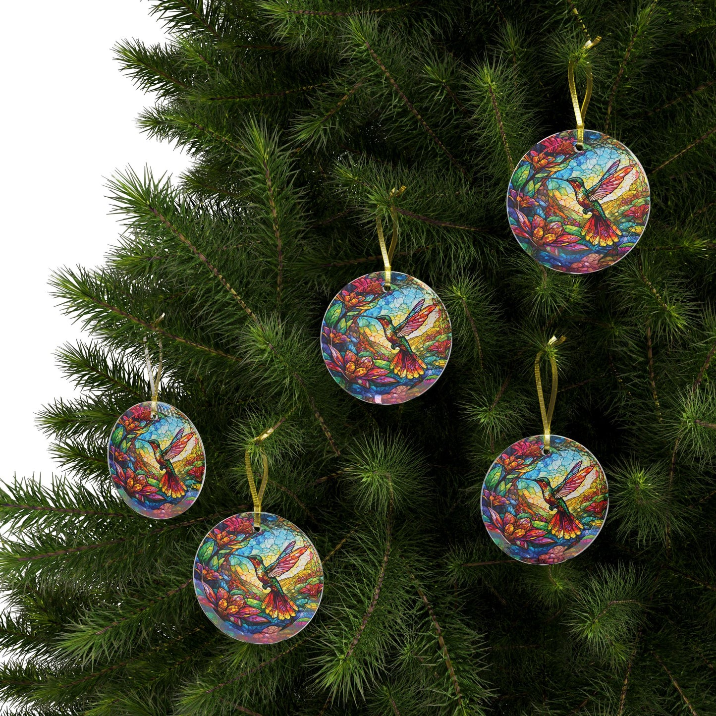 Beveled Glass Ornament Light Catcher Stained Glass Hummingbird in Vibrant Garden Perfect Gift for Garden and Bird Lovers