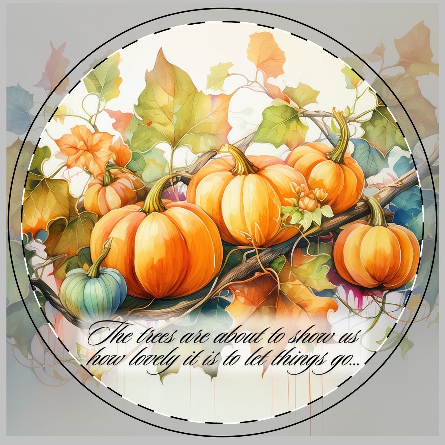 Letting Go - Fall Pumpkins and Leaves Ceramic Coaster