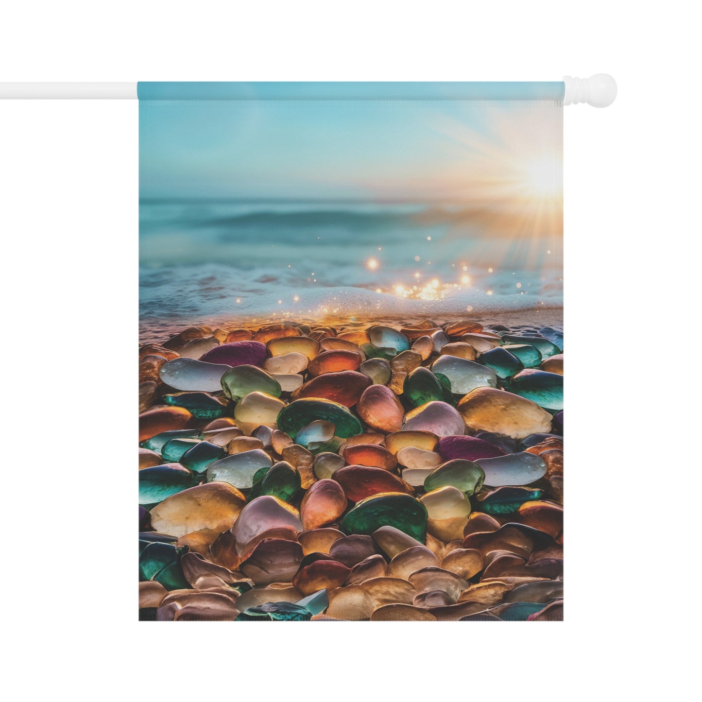 Ocean Sea Glass Flag Garden & House Banner