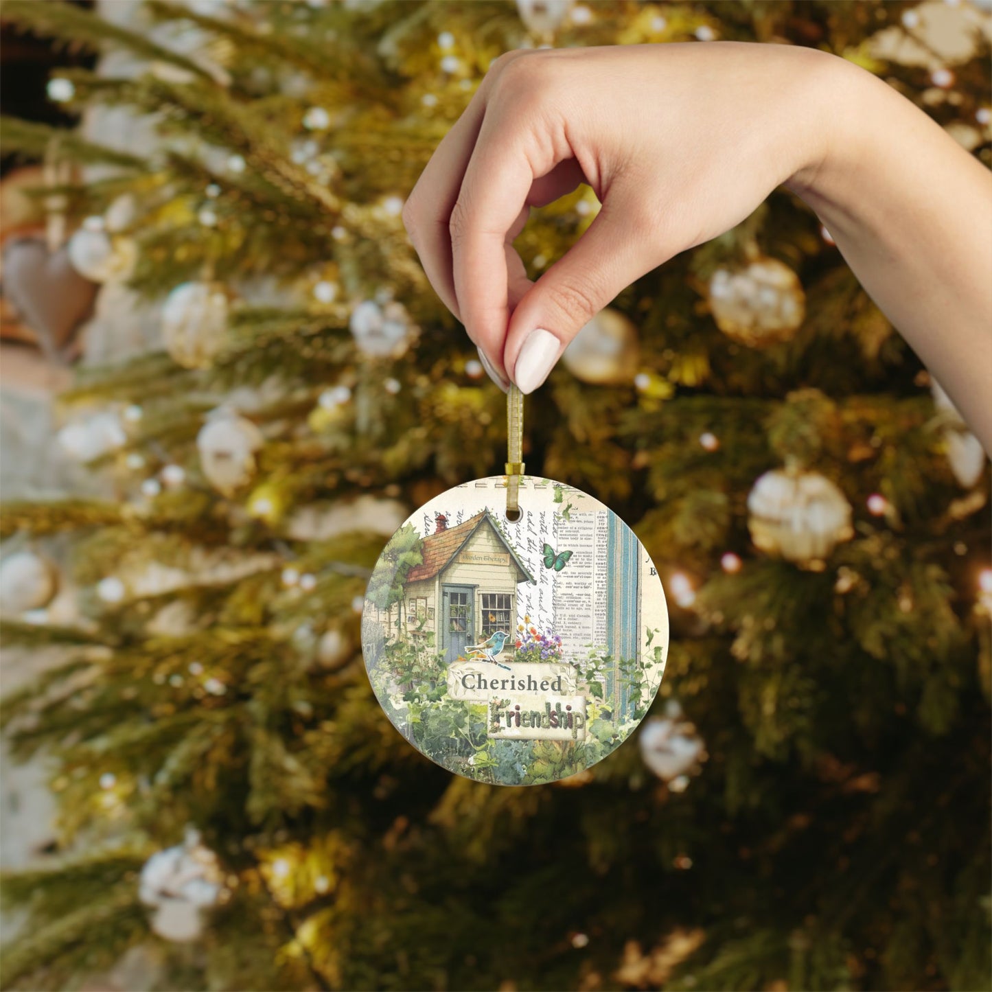 Garden Friendship Christmas Holiday Ornament Gift for Best Friend Garden Light Catcher Beveled Glass Friendship Gift