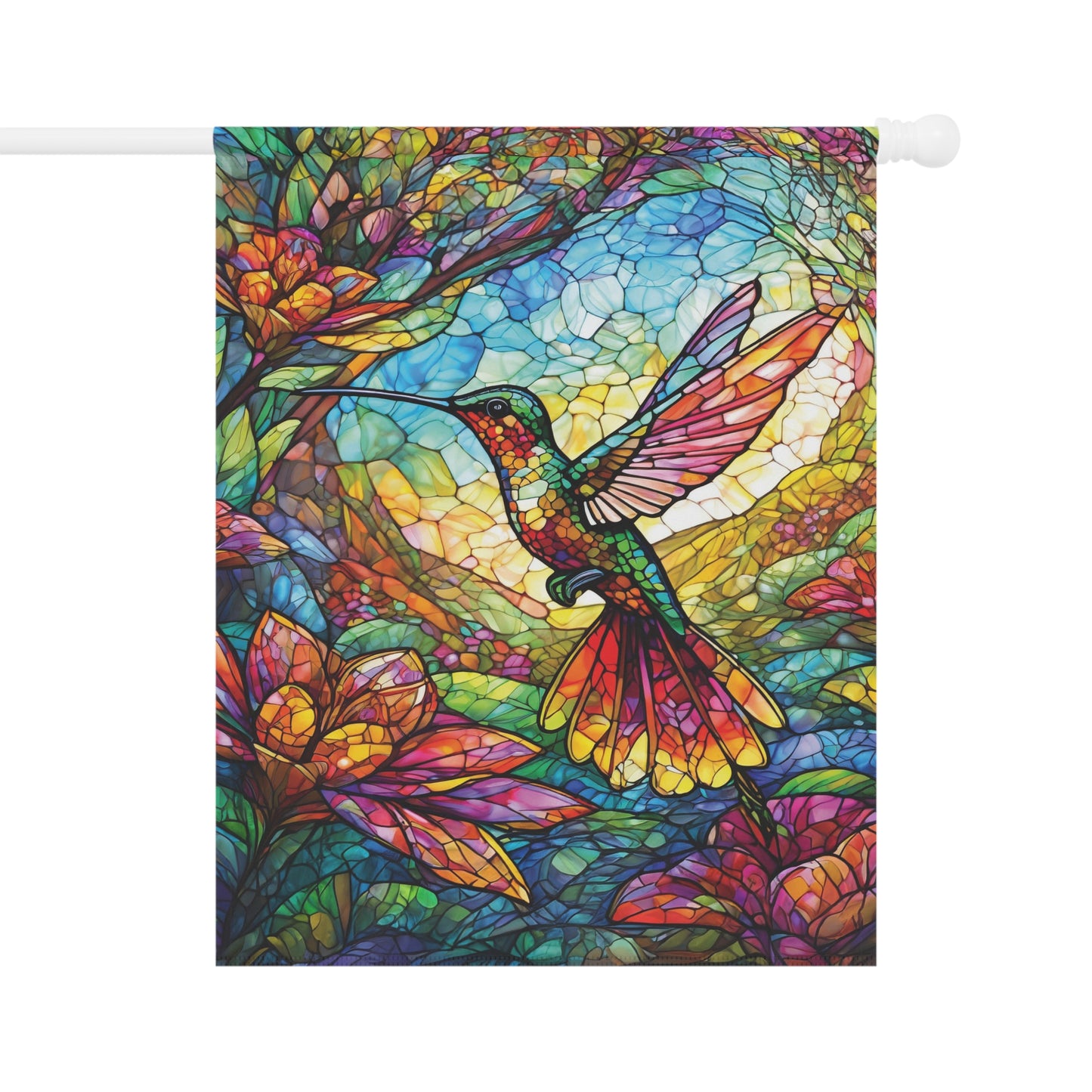 Stained Glass Hummingbird Flag Garden & House Banner