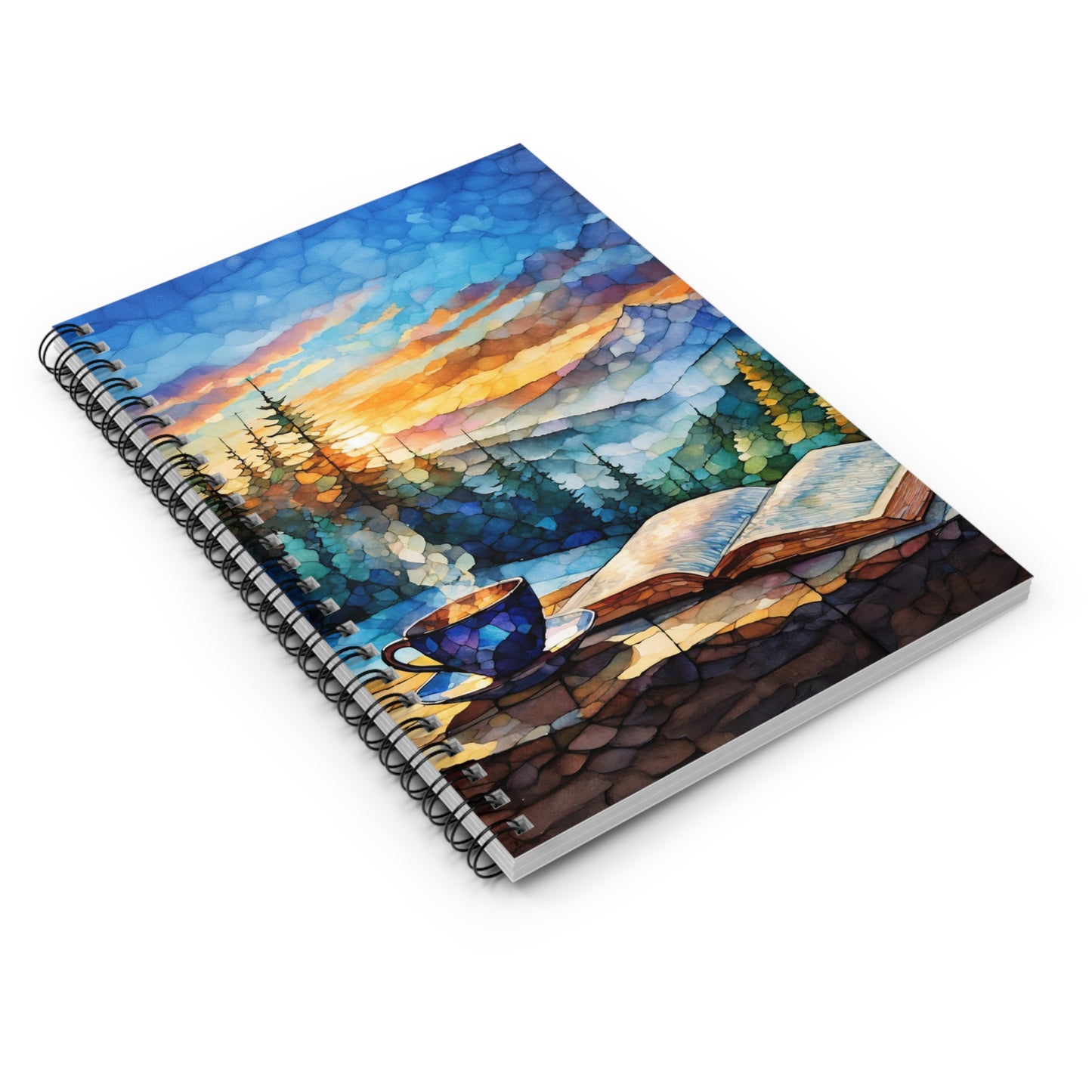 Mountain Sunset Coffee Spiral Journal Coffee Lovers Notebook Gift for Friend Mountain Themed Journal