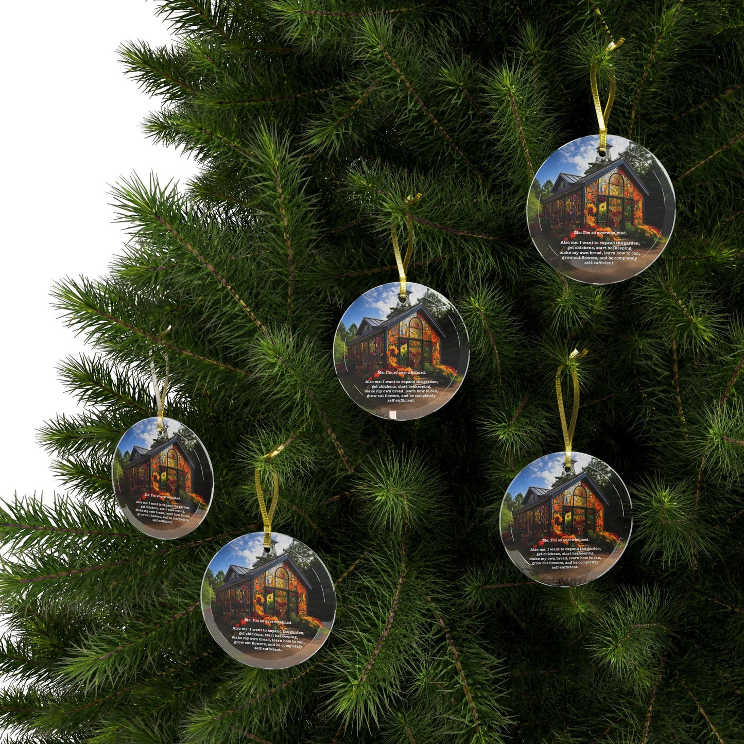 Glass Ornaments, Stained Glass Greenhouse Garden Decoration, Sun Catcher, Window Hanging, Gift for Gardeners, Nature Lover