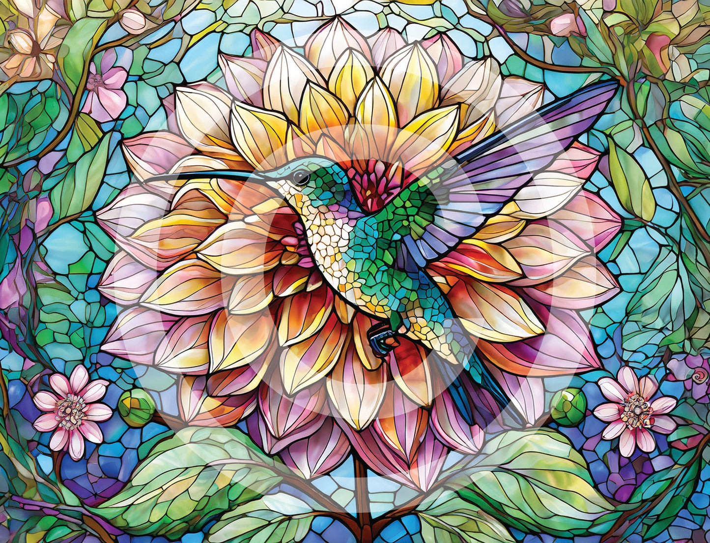 Canvas - Dahlia Hummingbird