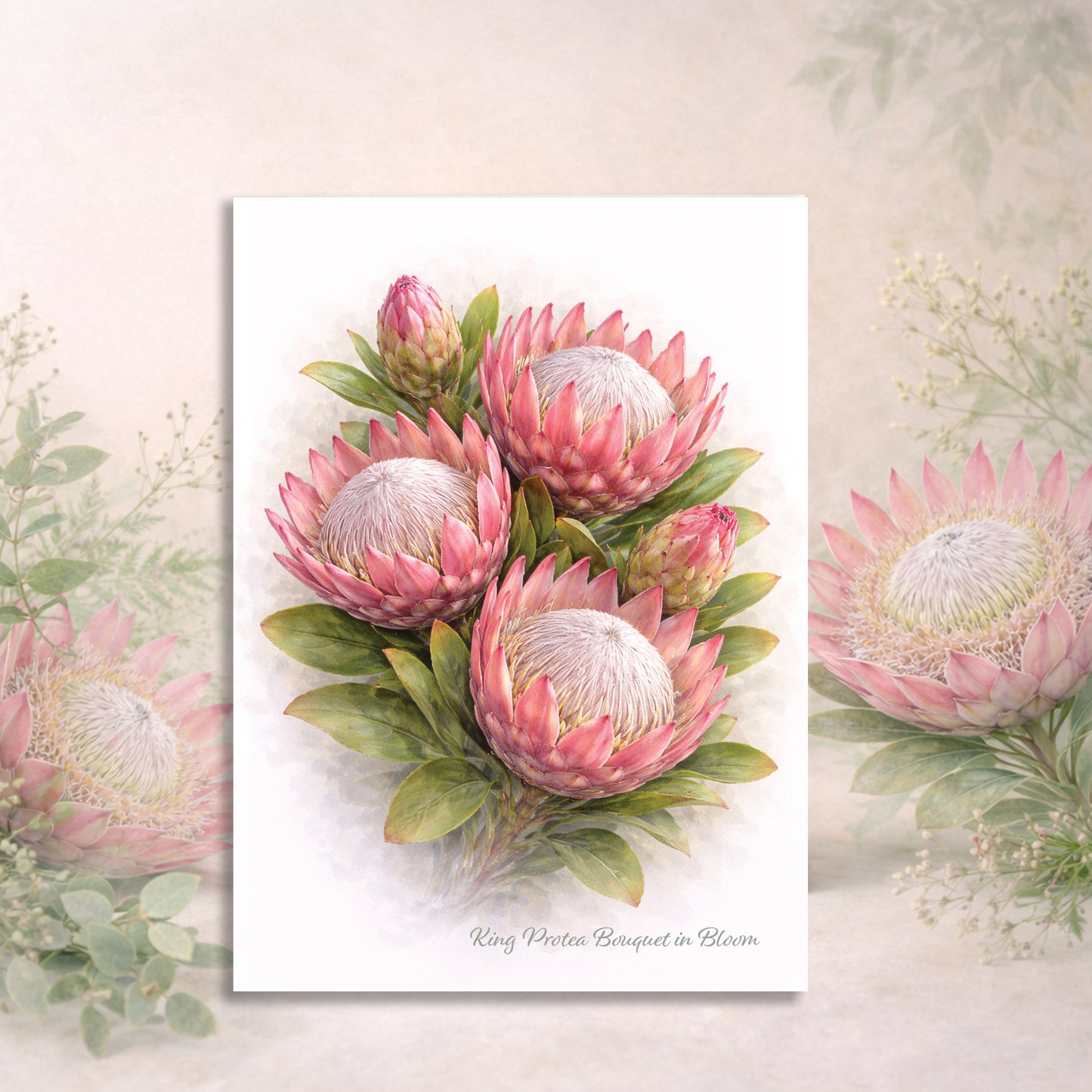 King Protea Bouquet in Bloom Greeting Card