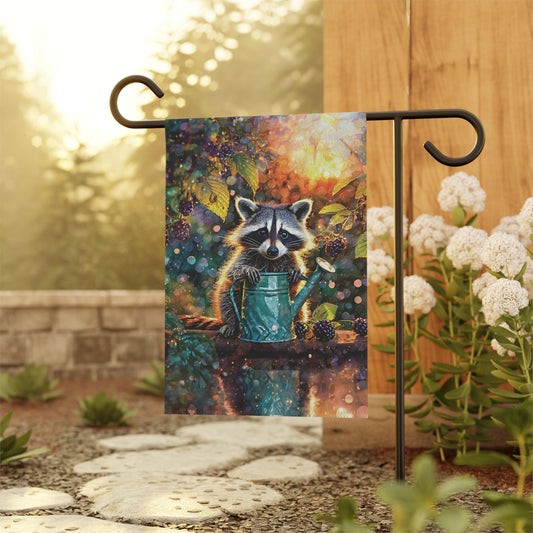 Raccoon Berry Time Flag Garden & House Banner