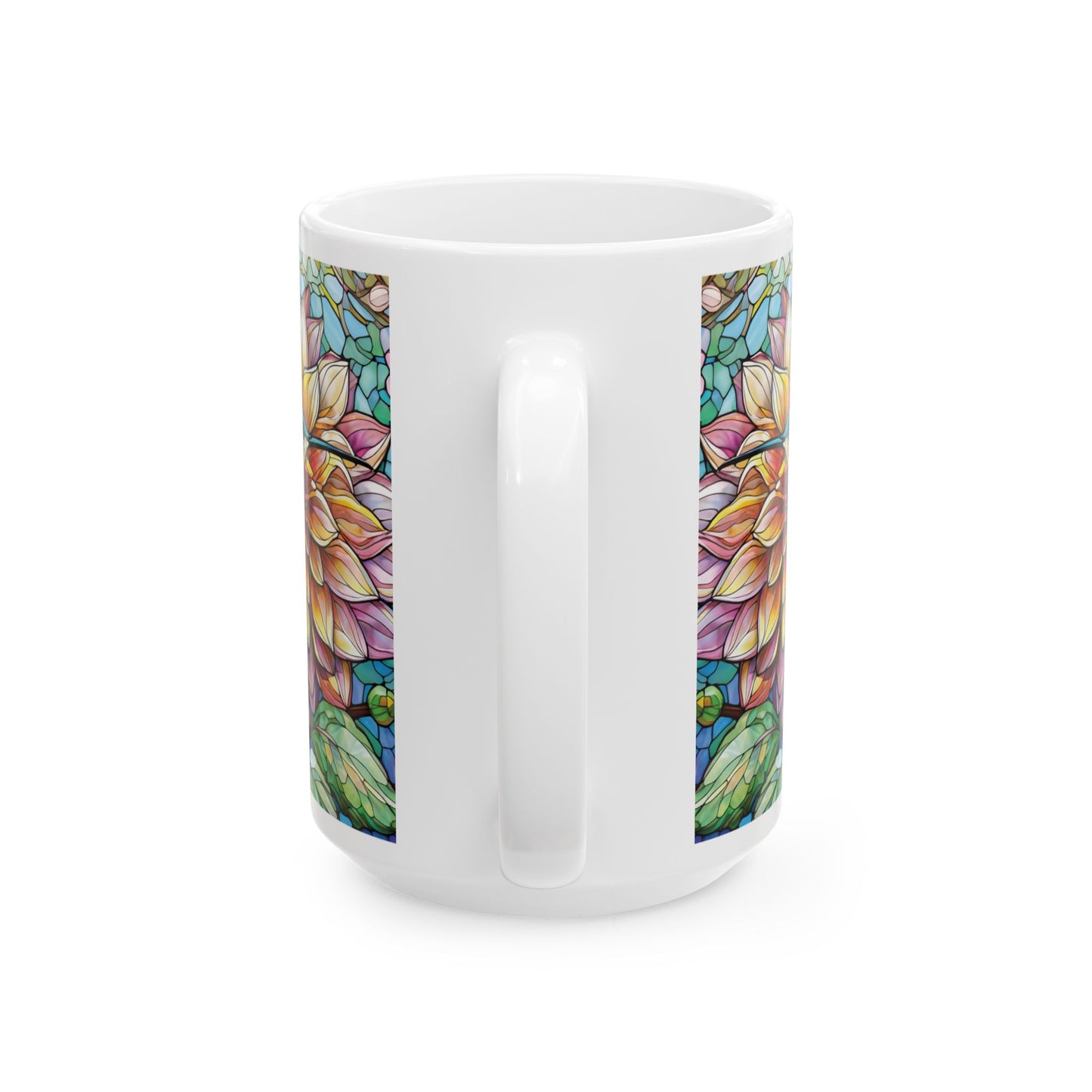 Dahlia Hummingbird Ceramic Mug, (11oz, 15oz)