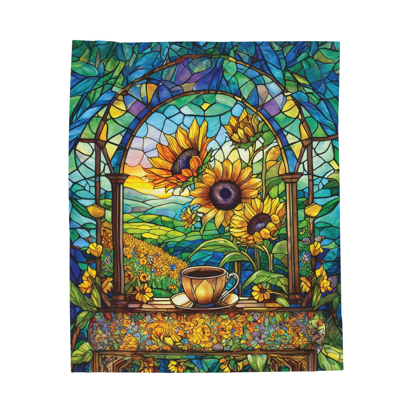 Swedish Sunflower Coffee Velveteen Plush Blanket