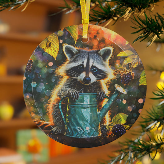 Garden Raccoon Light Catcher Glass Ornaments