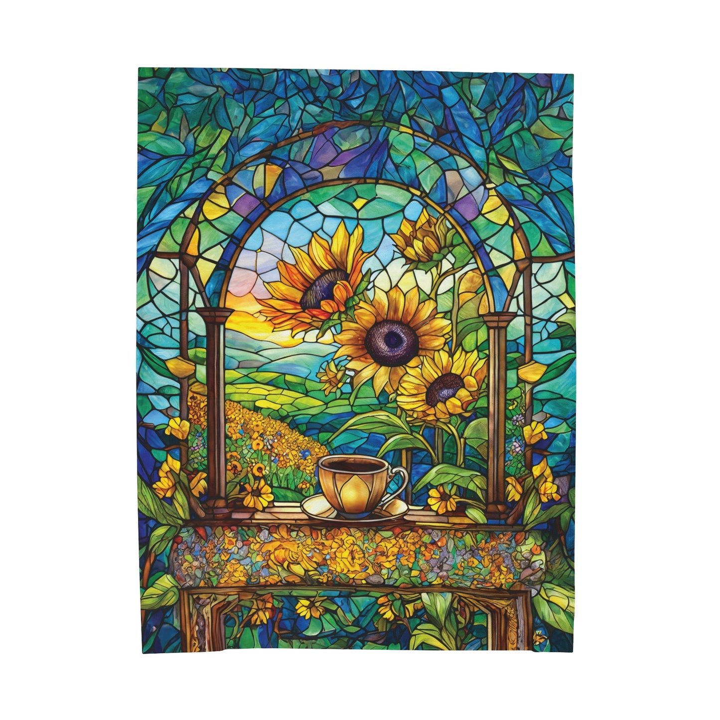 Swedish Sunflower Coffee Velveteen Plush Blanket