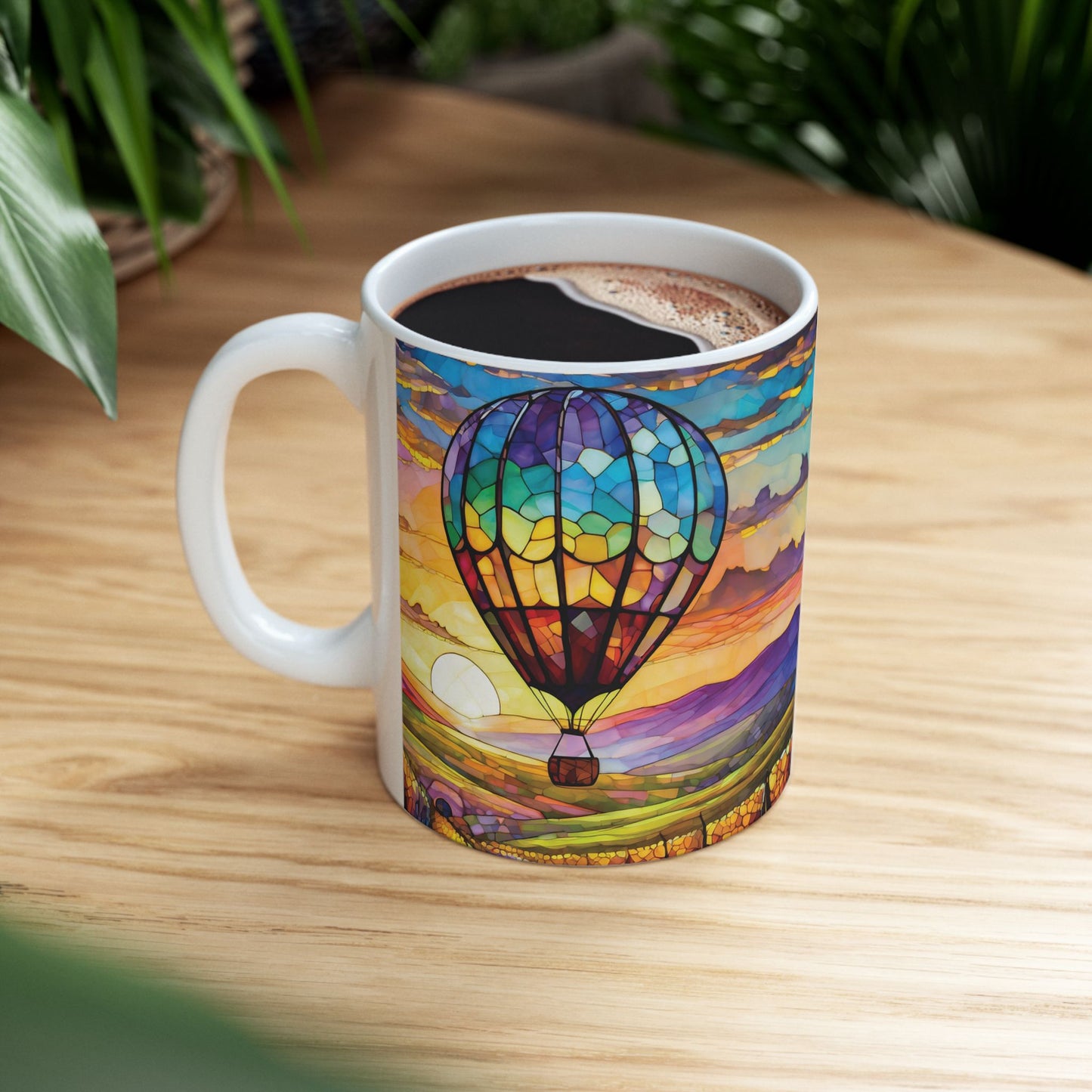 Hot Air Balloon Flying Over Temecula Ceramic Mug, (11oz, 15oz)