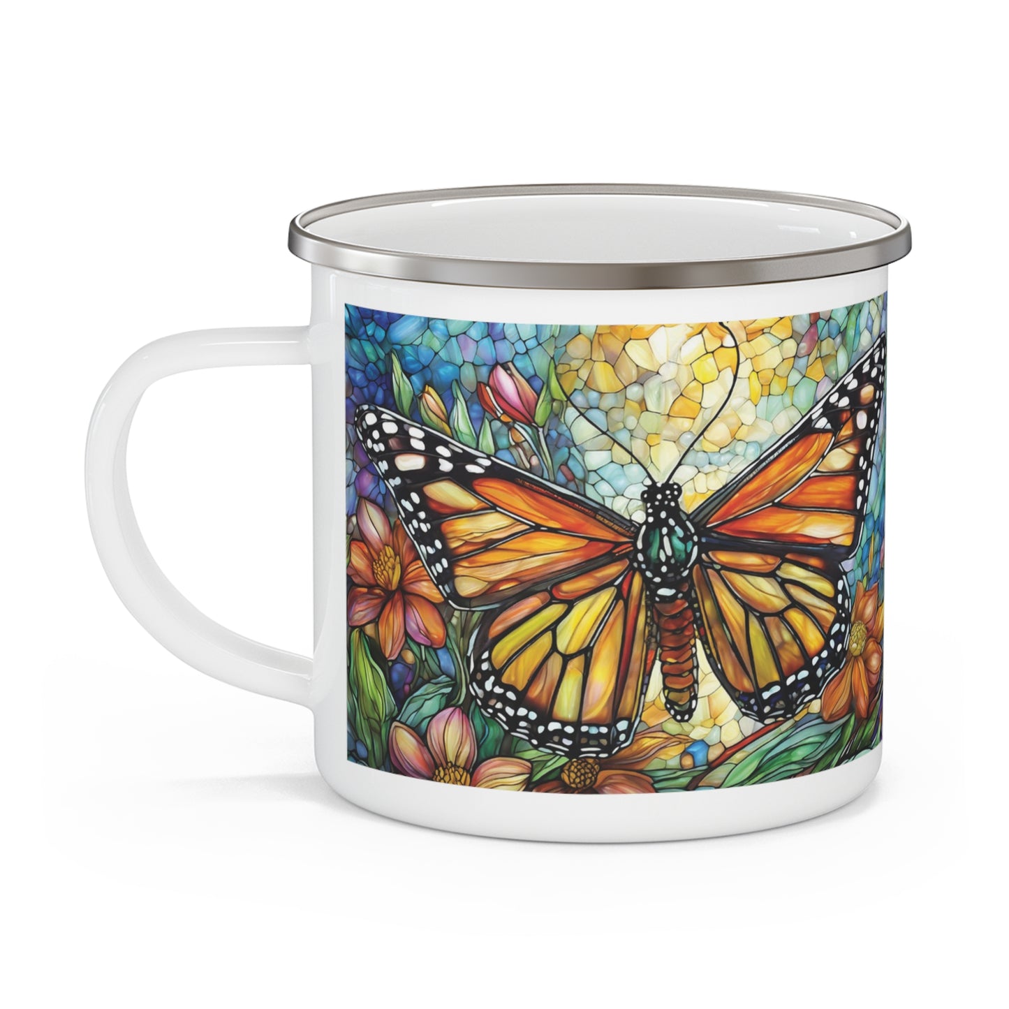 Garden Butterfly Dance Enamel Camping Mug