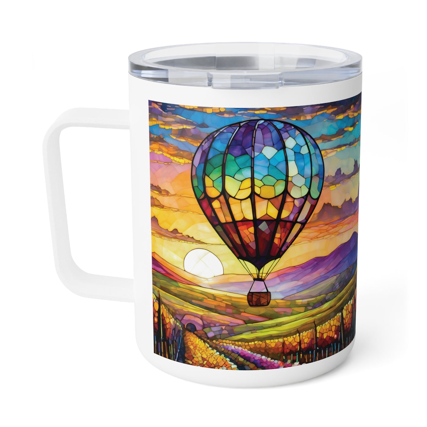 Hot Air Balloon Wine Country Insulated Coffee Mug, 10oz