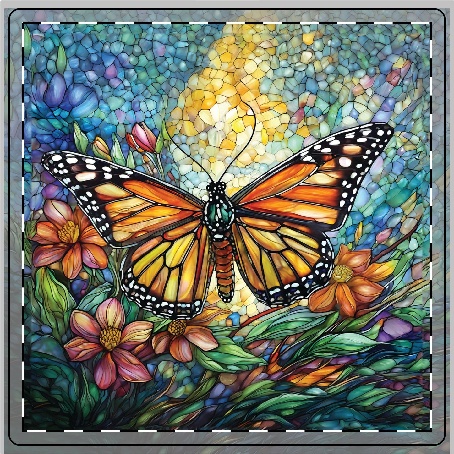 Butterfly Dance Stained Glass Ceramic Coaster