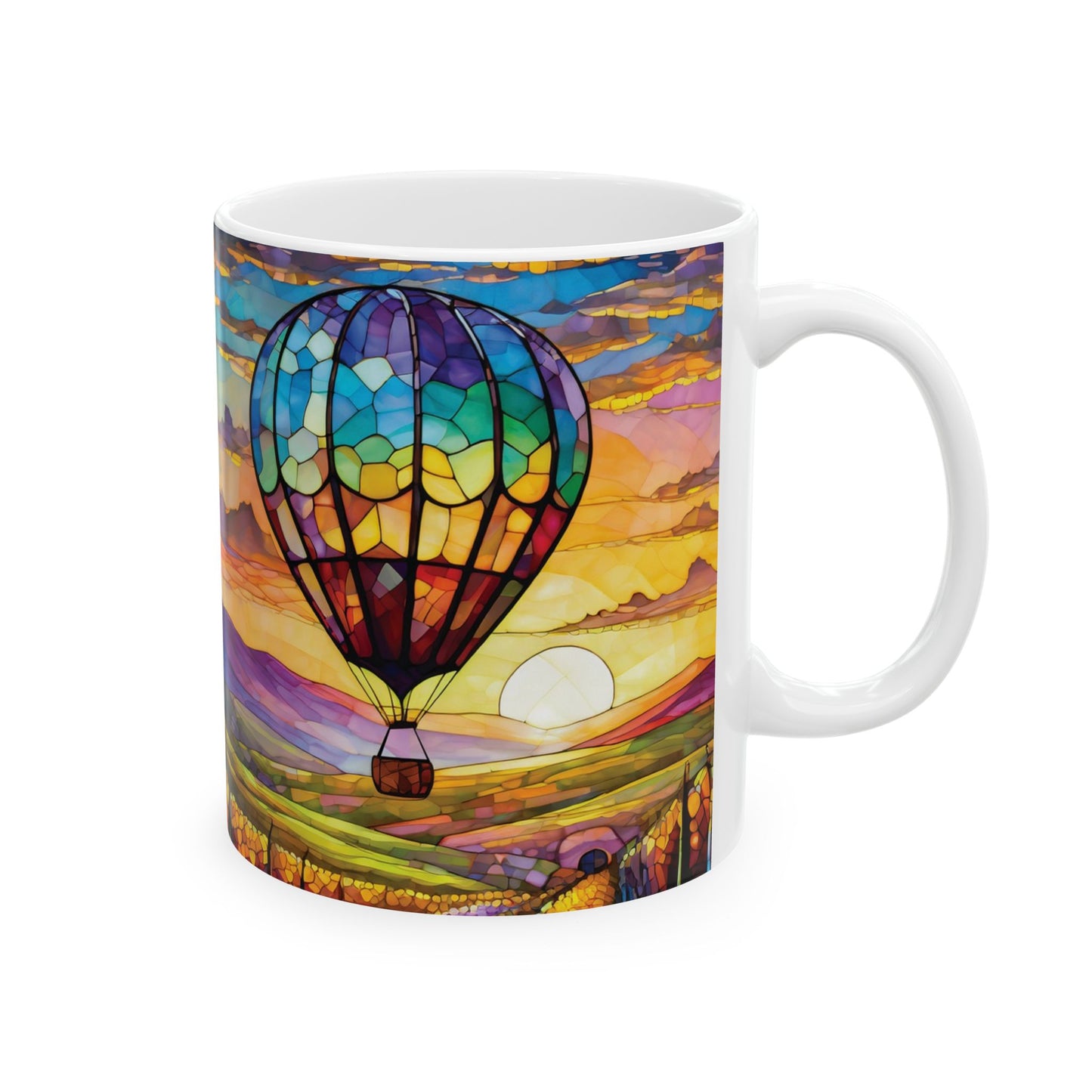 Hot Air Balloon Flying Over Temecula Ceramic Mug, (11oz, 15oz)