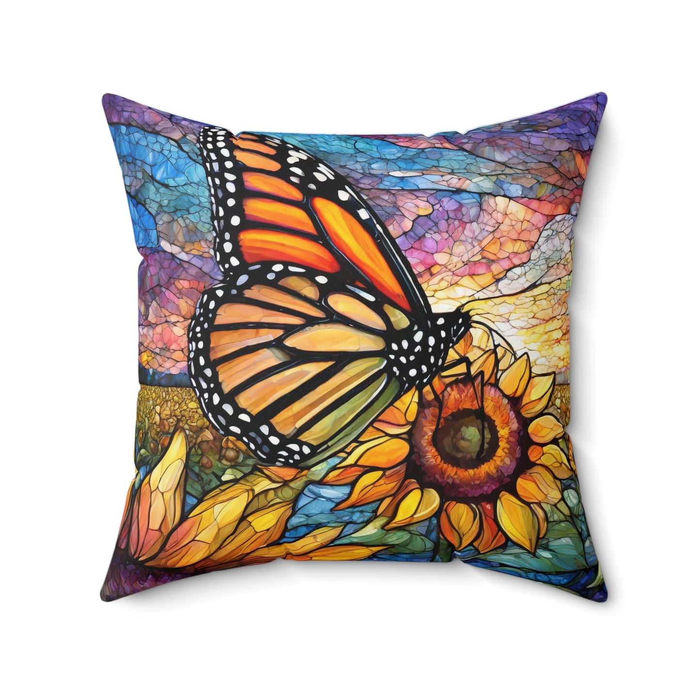 Vibrant Butterfly Accent Pillow with Different Designs on Each Side