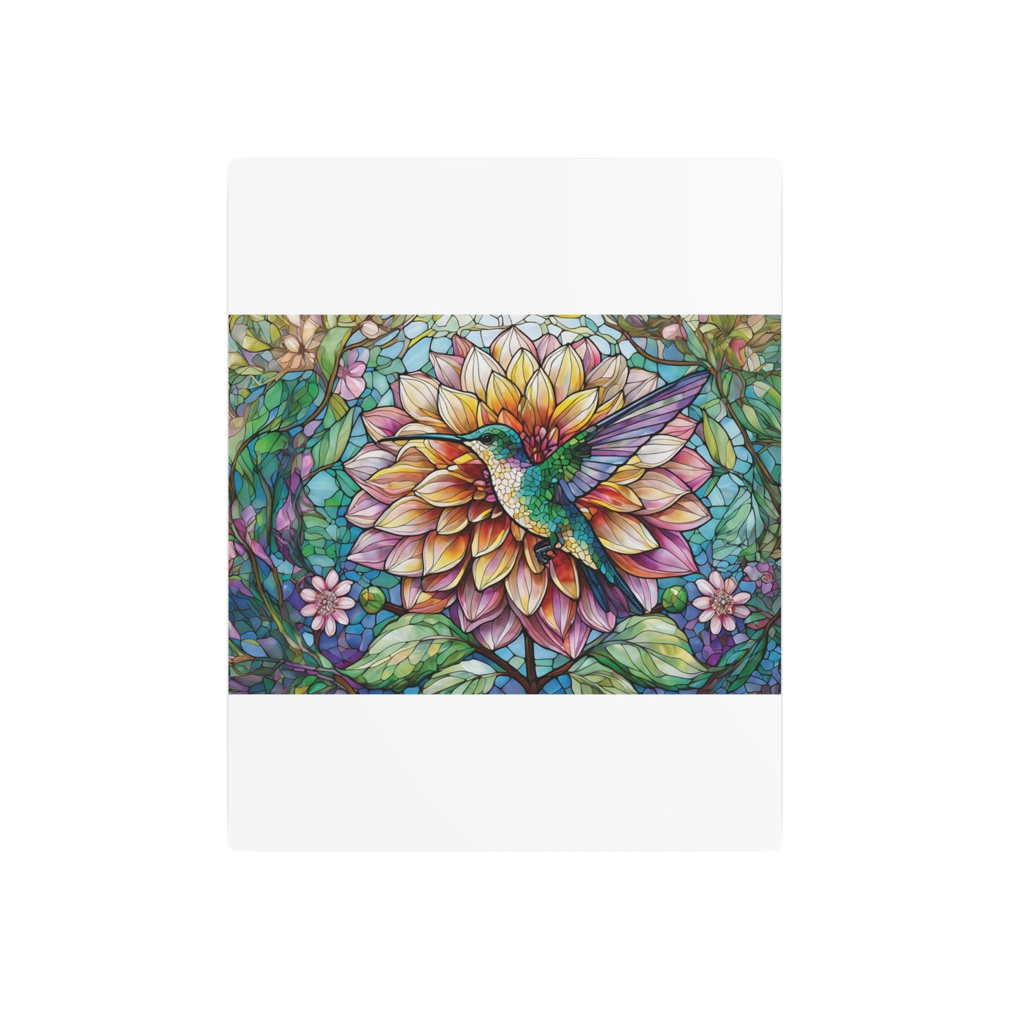 Dahlia Hummingbird Garden Metal Art Sign